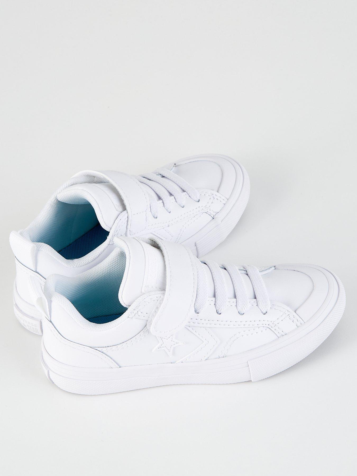 Image 3 of 6 of Converse Kids Boys Pro Blaze Strap Foundational Leather Ox Trainers - White/White