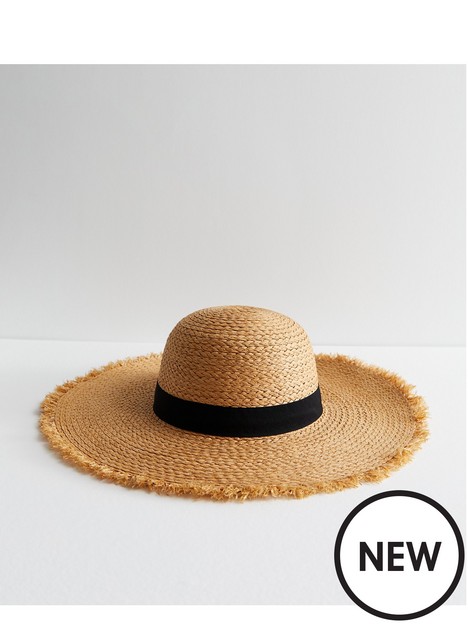 new-look-tan-straw-effect-frayed-floppy-hat