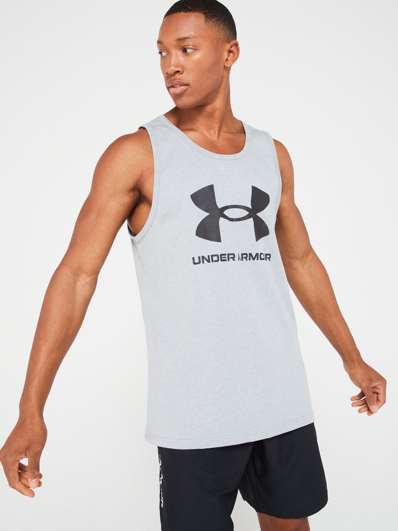 UNDER ARMOUR Men's Training Sportstyle Logo Tank - Grey/Black