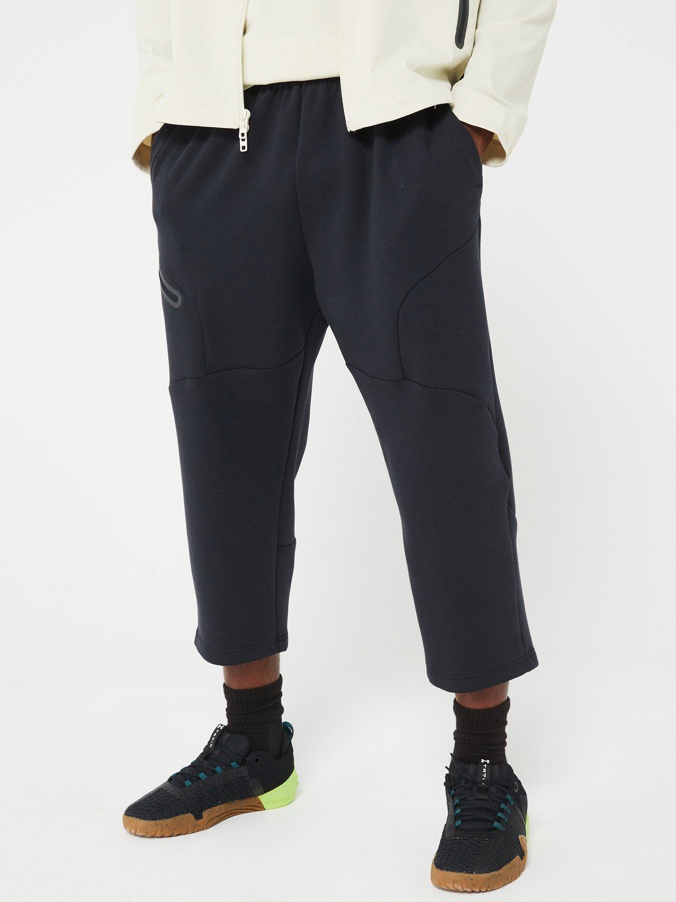 UNDER ARMOUR Mens Unstoppable Fleece Baggy Crop Pants Black