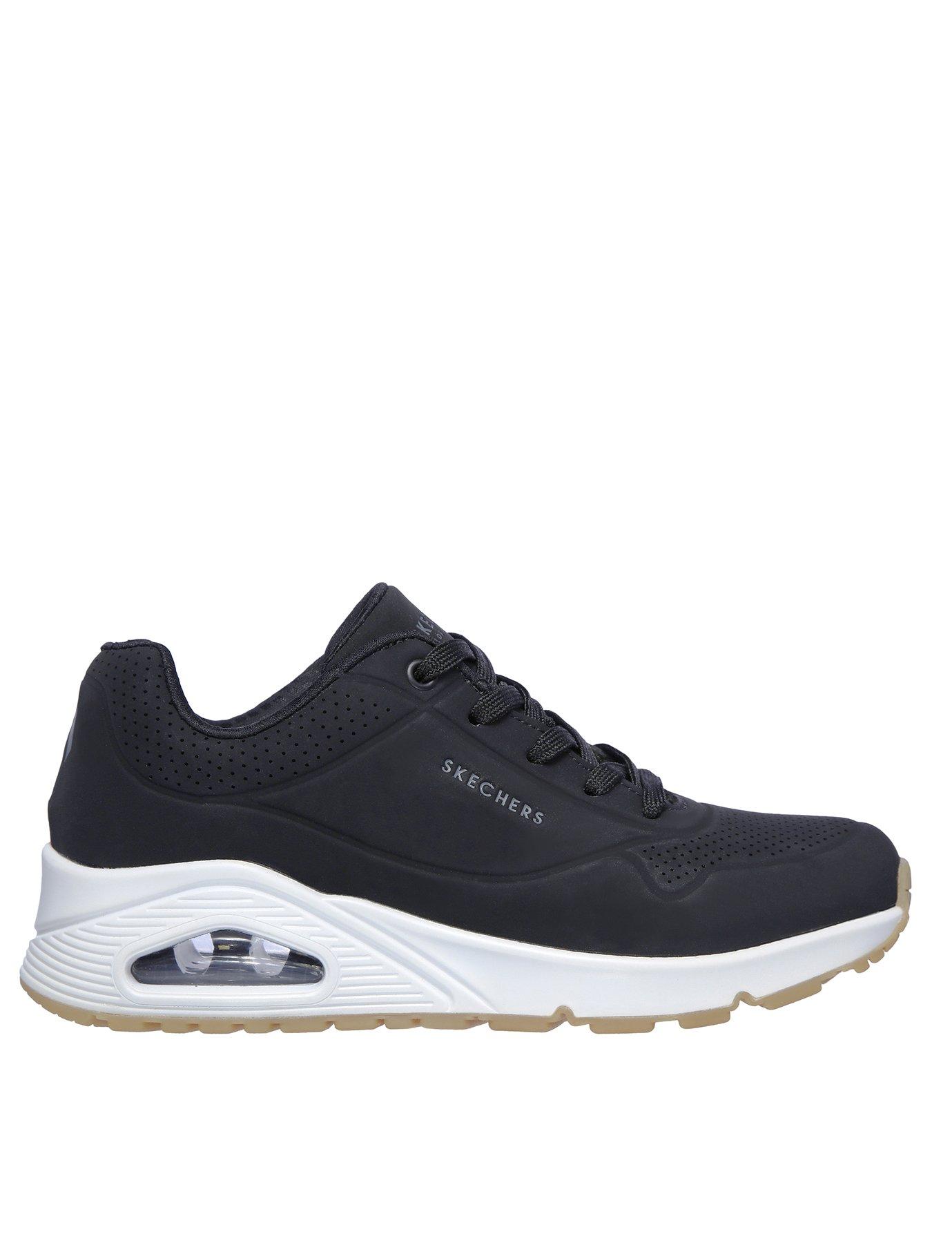 front image of skechers-wide-fit-uno-durabuck-lace-trainer-black