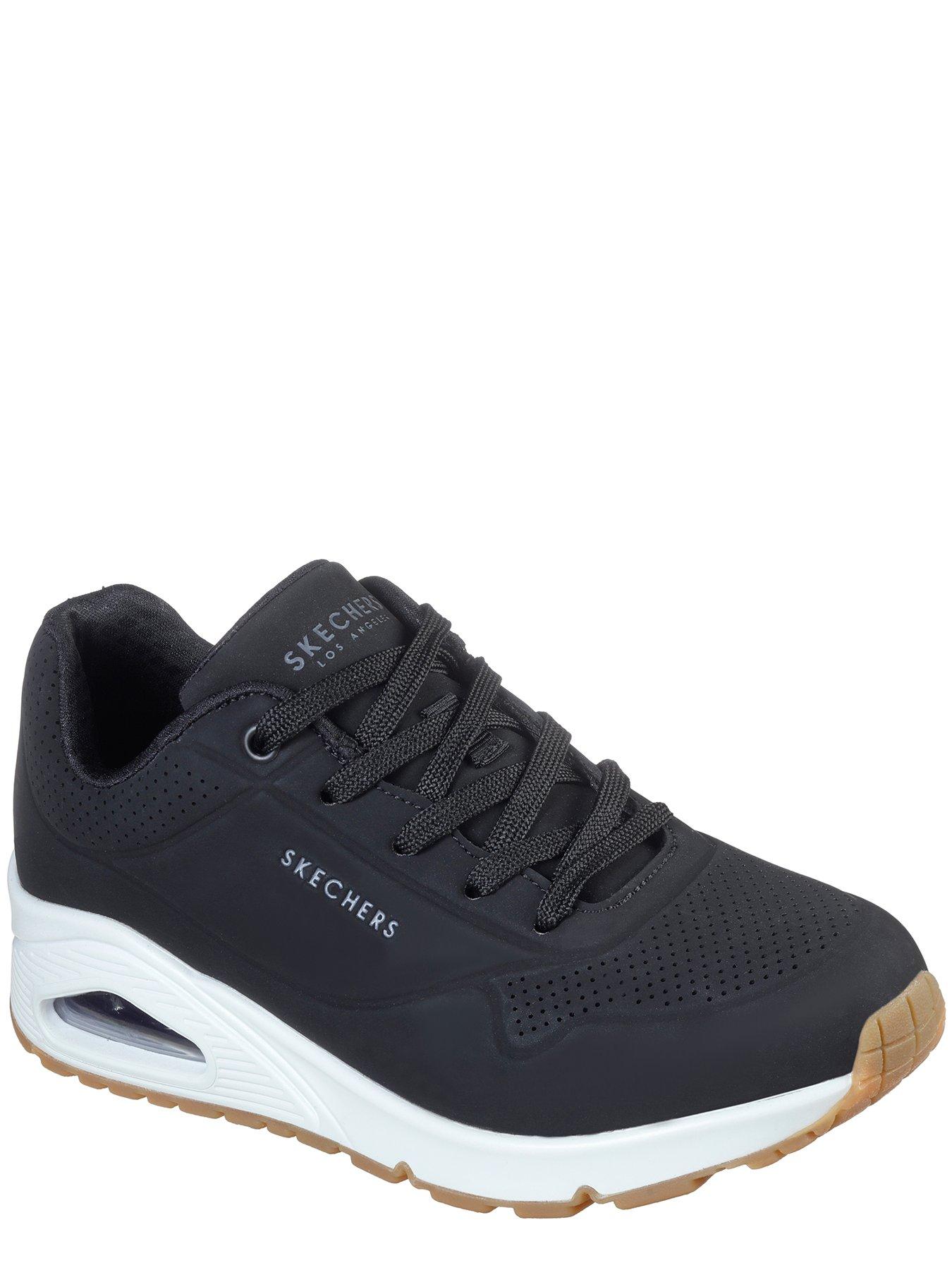  image of skechers-wide-fit-uno-durabuck-lace-trainer-black