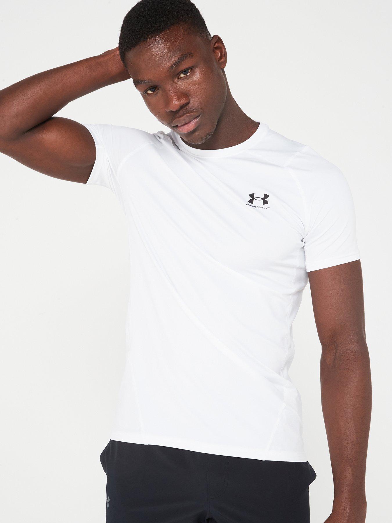UNDER ARMOUR Mens Training Heat Gear Armour Fitted T-shirt - White/black