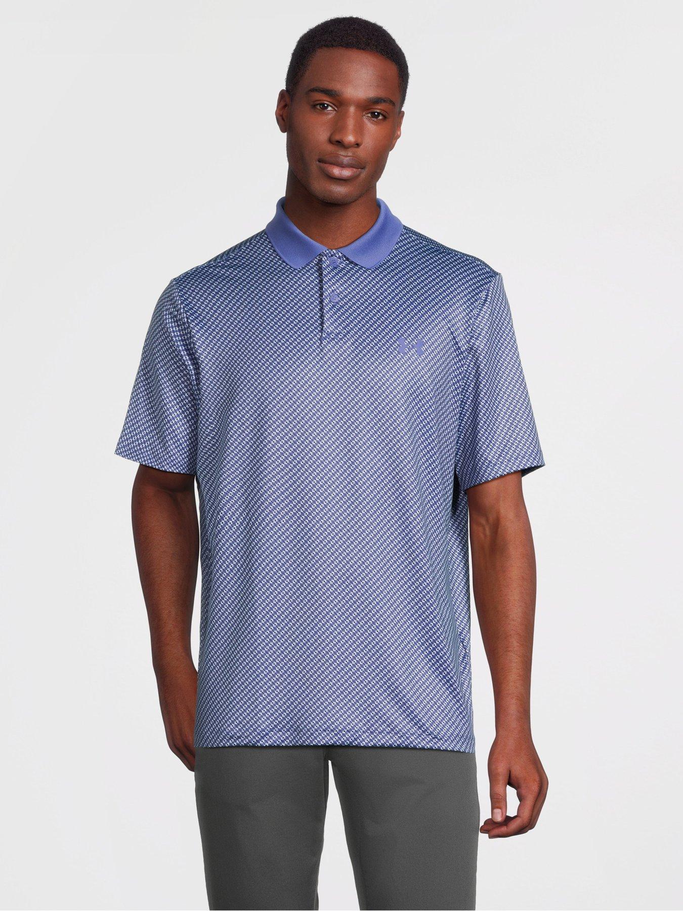 front image of under-armour-mens-golf-performance-30-printed-polo-blue