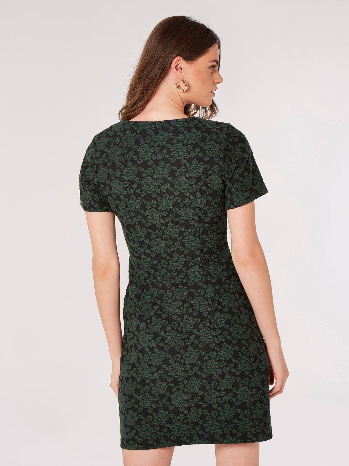 Apricot Rose Jacquard Shift Dress Green littlewoods