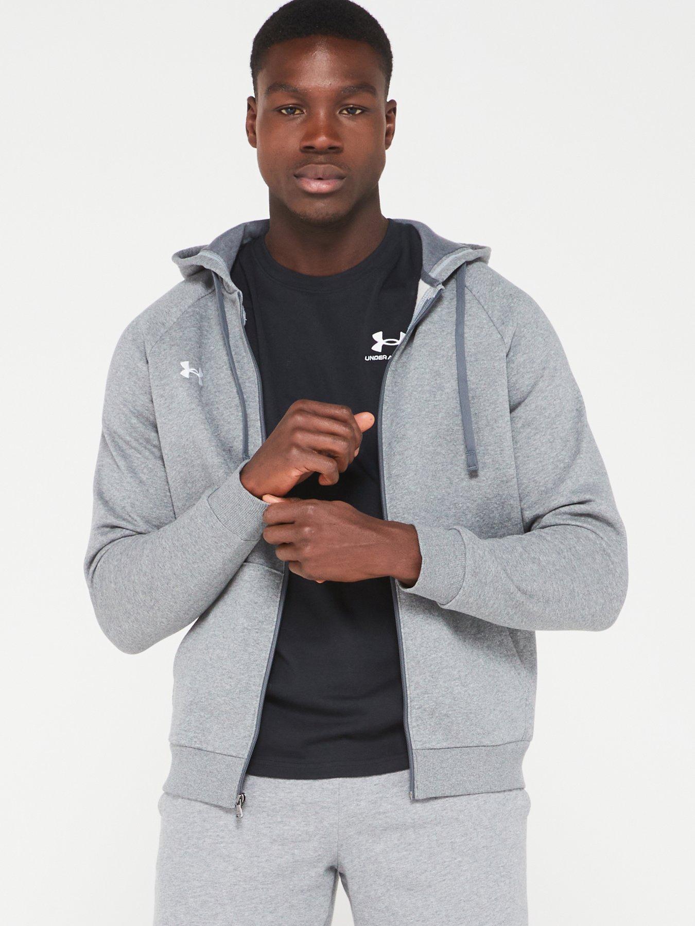 UNDER ARMOUR Men's Training Rival Fleece Hoodie - GREY/WHITE