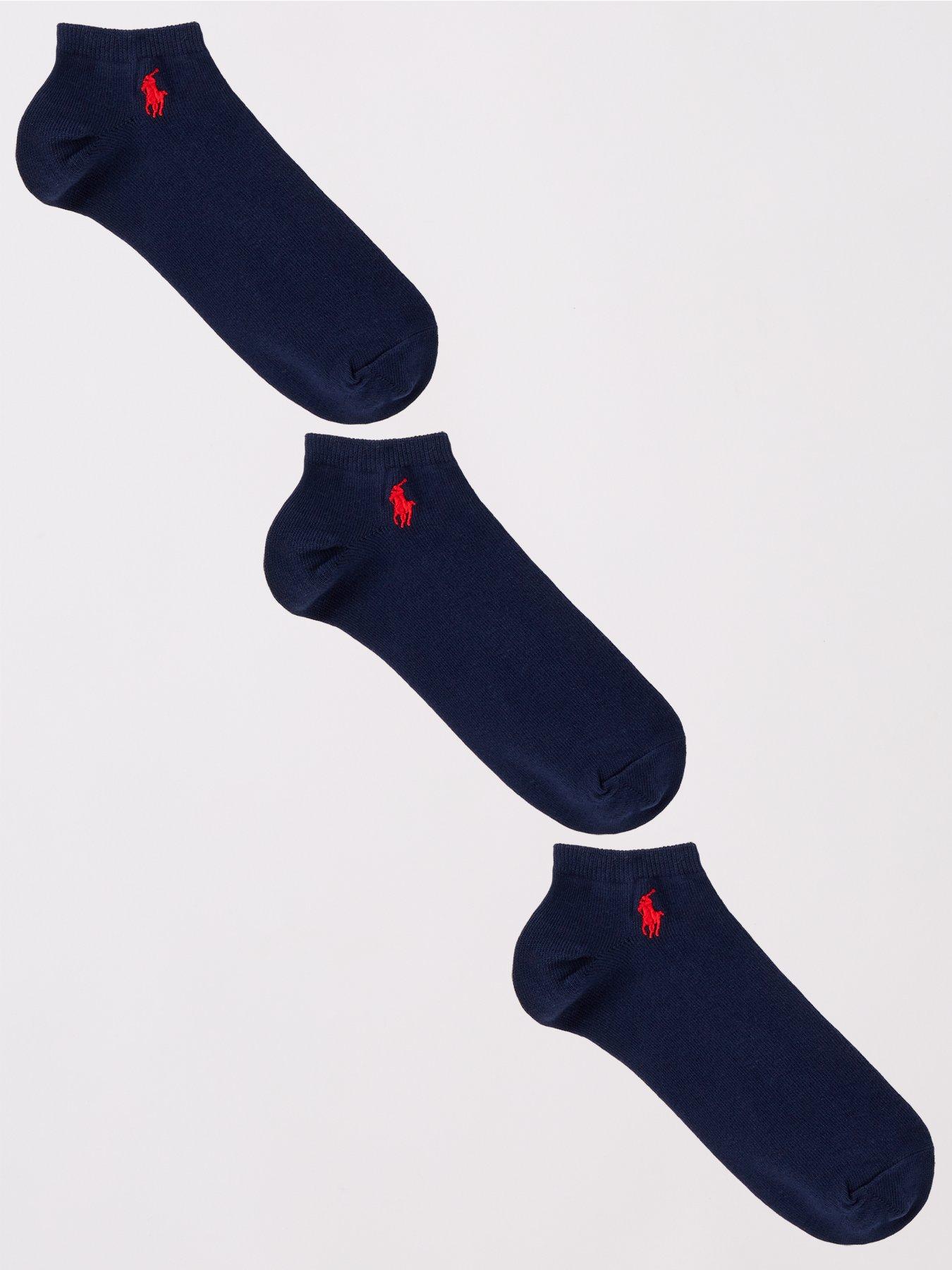Image 1 of 3 of Polo Ralph Lauren 3 Pack Small Logo Trainer Socks - Navy
