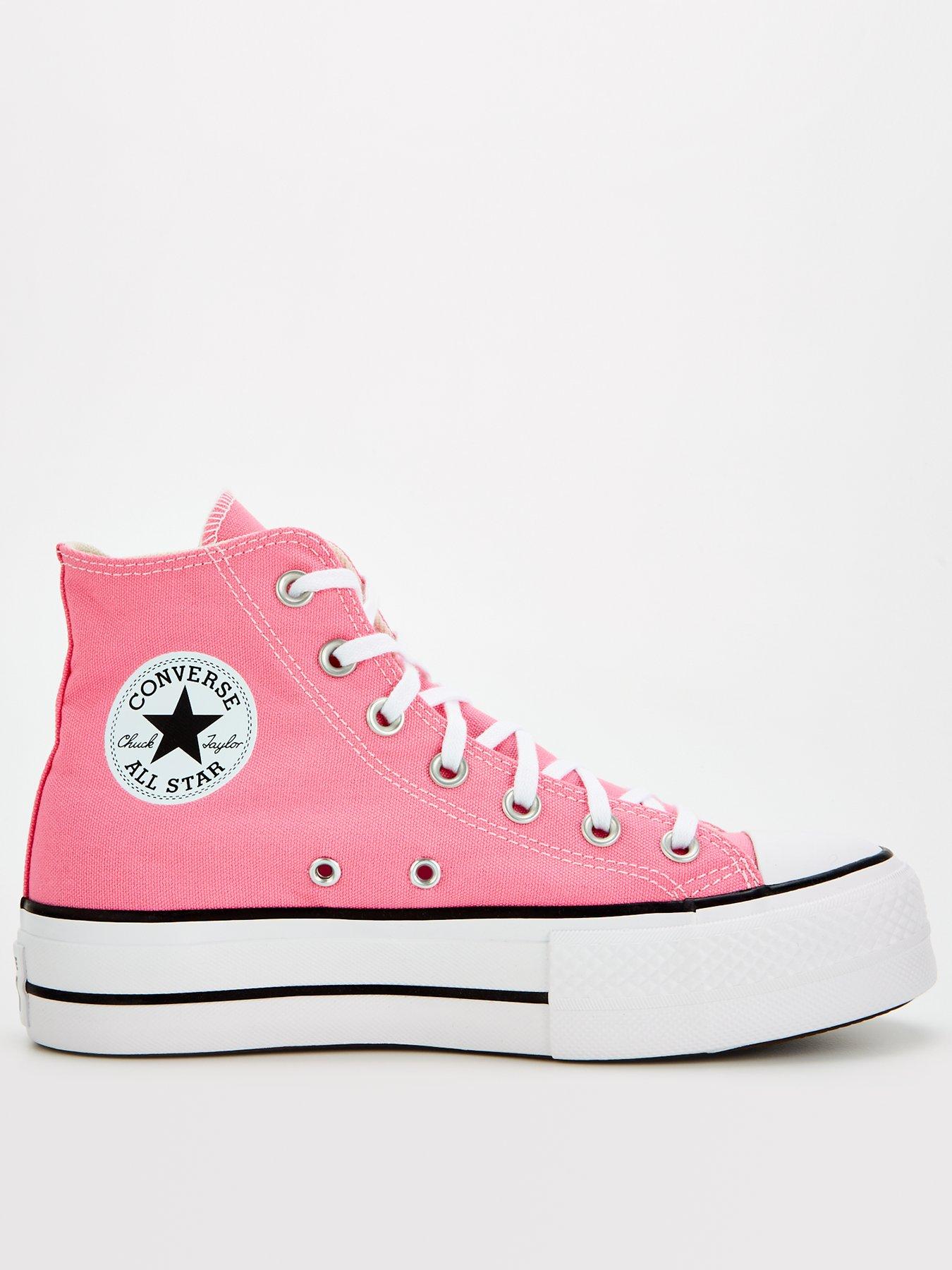 front image of converse-womens-lift-seasonal-color-high-tops-trainers-pink