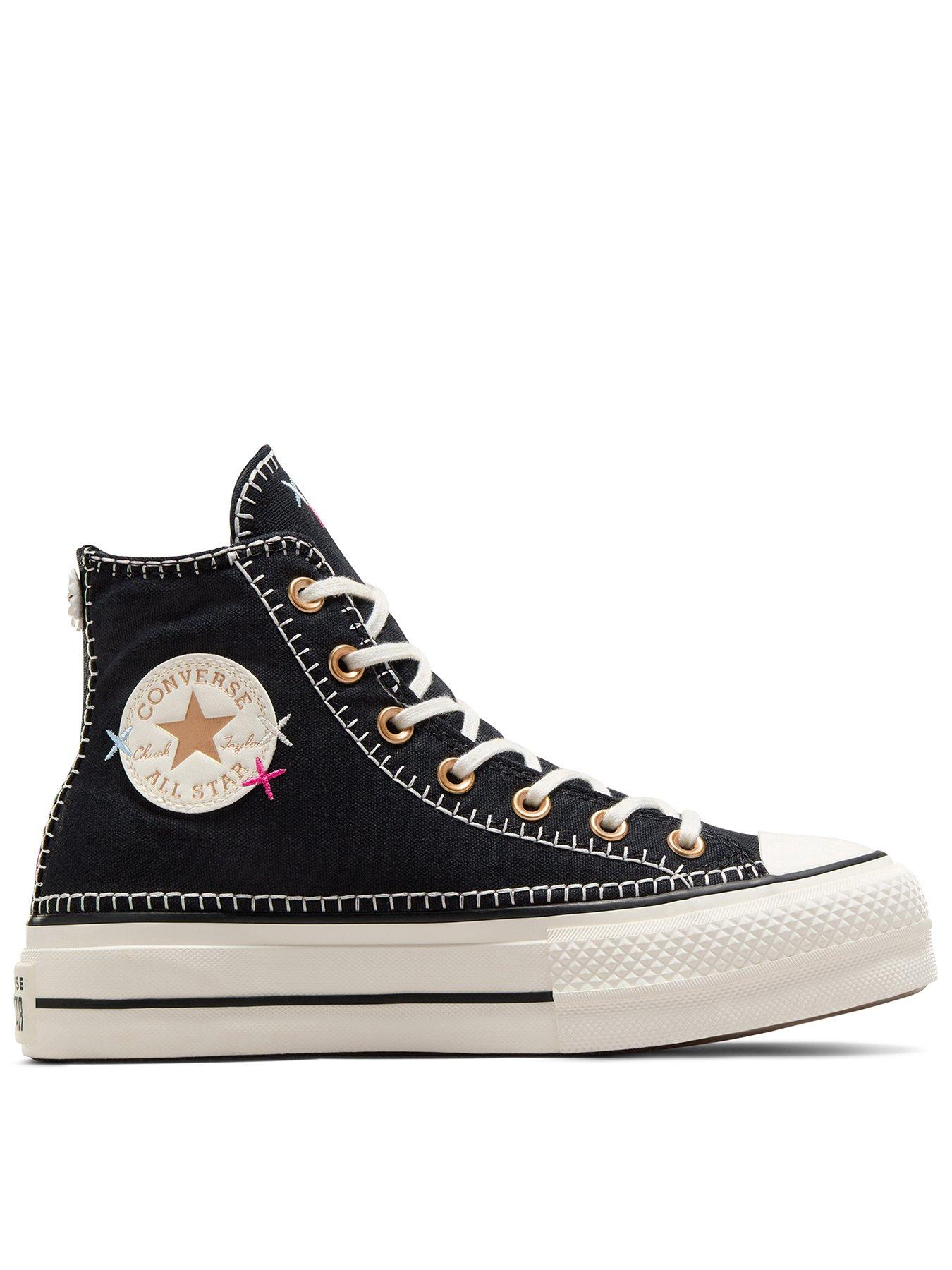 Ladies black converse high tops best sale