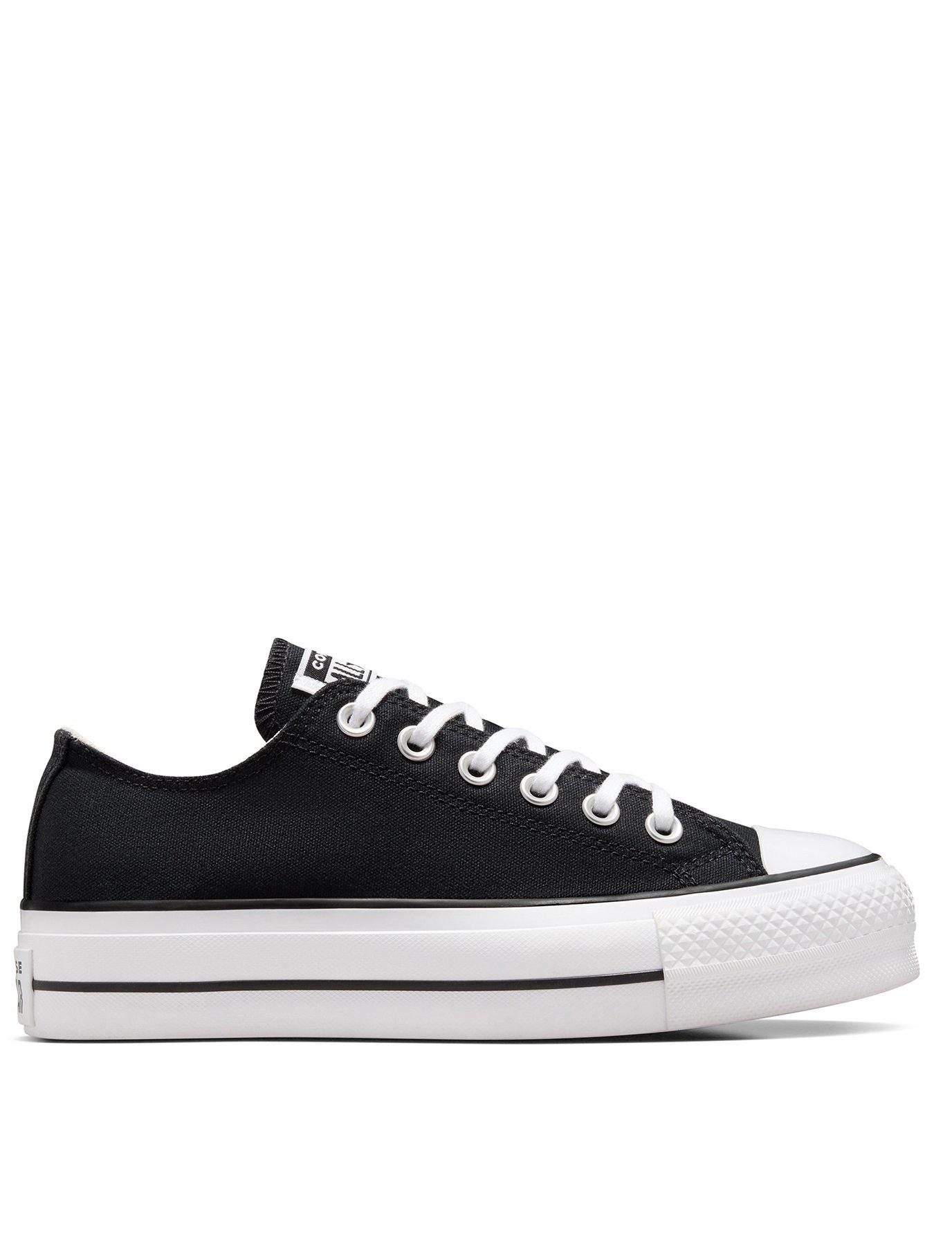 Image 1 of 8 of Converse Womens Lift Wide Foundation Ox Trainer - Black