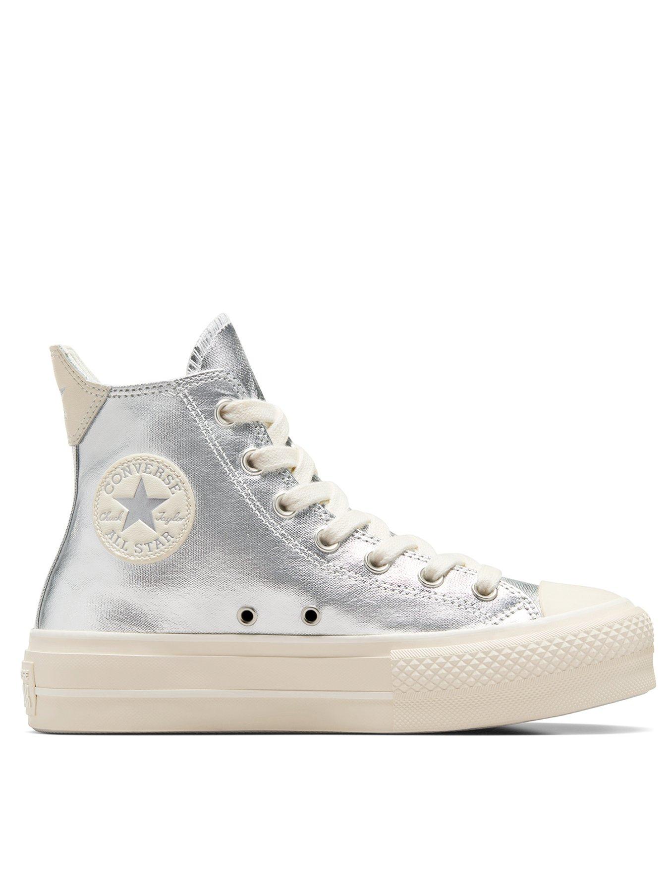 Converse Womens Lift Hi Top Trainers Silver littlewoods