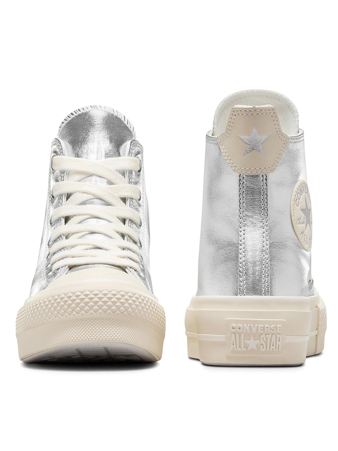 Converse Womens Lift Hi Top Trainers Silver littlewoods