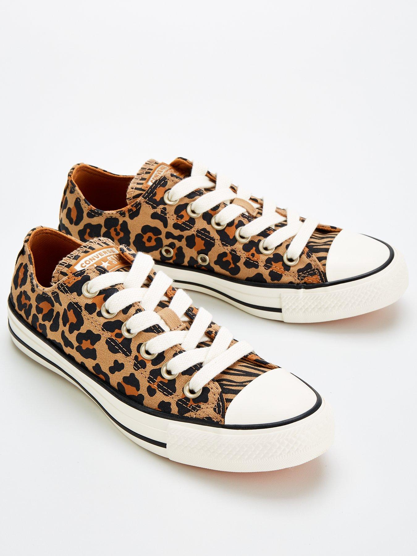 Womens Festival Leopard Print Ox Trainers Black