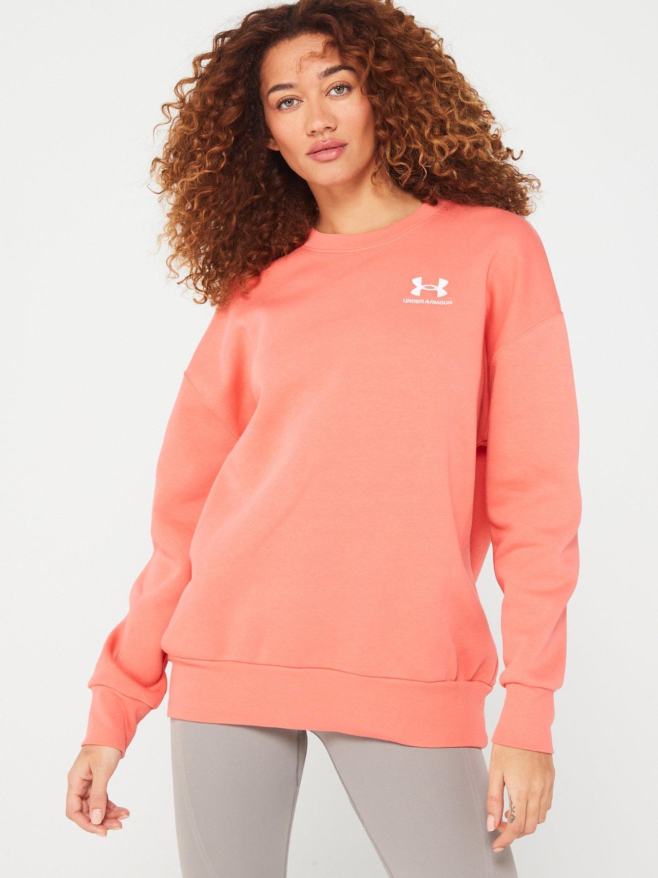 UNDER ARMOUR Womens Essential Fleece Oversized Crew Sweat - Pink