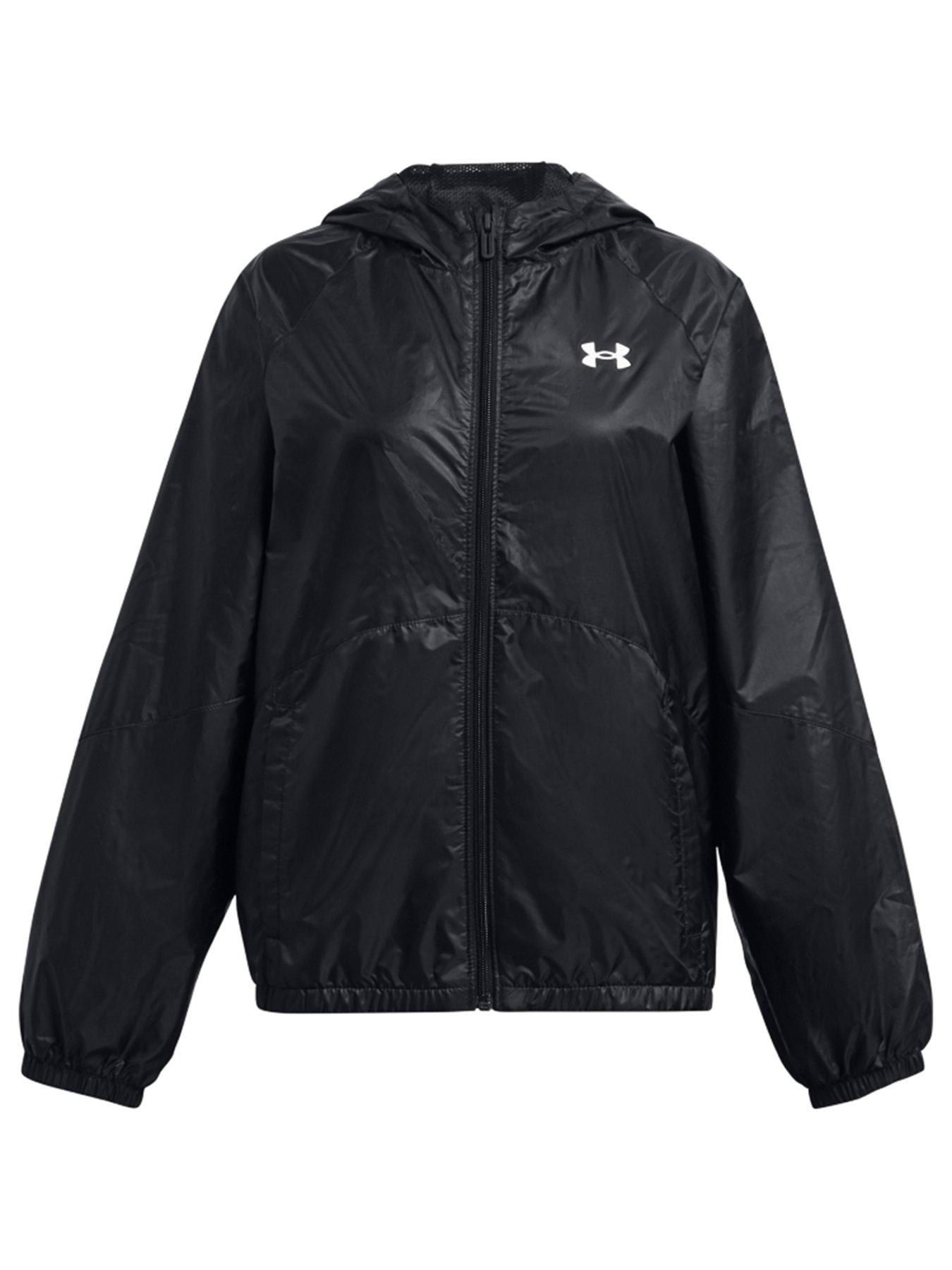 UNDER ARMOUR Junior Girls Windbreaker Jacket Black White littlewoods