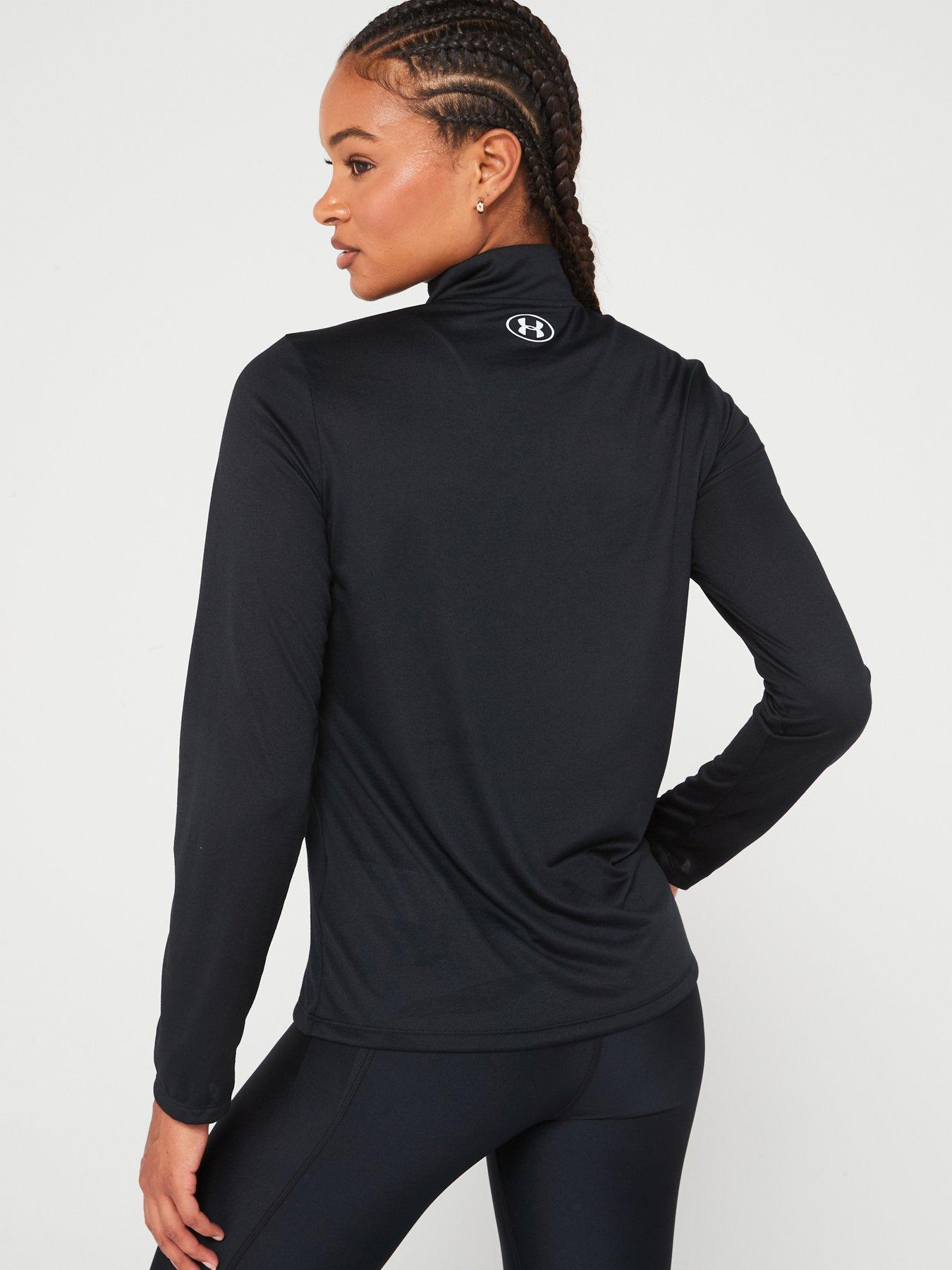  image of under-armour-womens-training-tech-12-zip-top-blackwhite