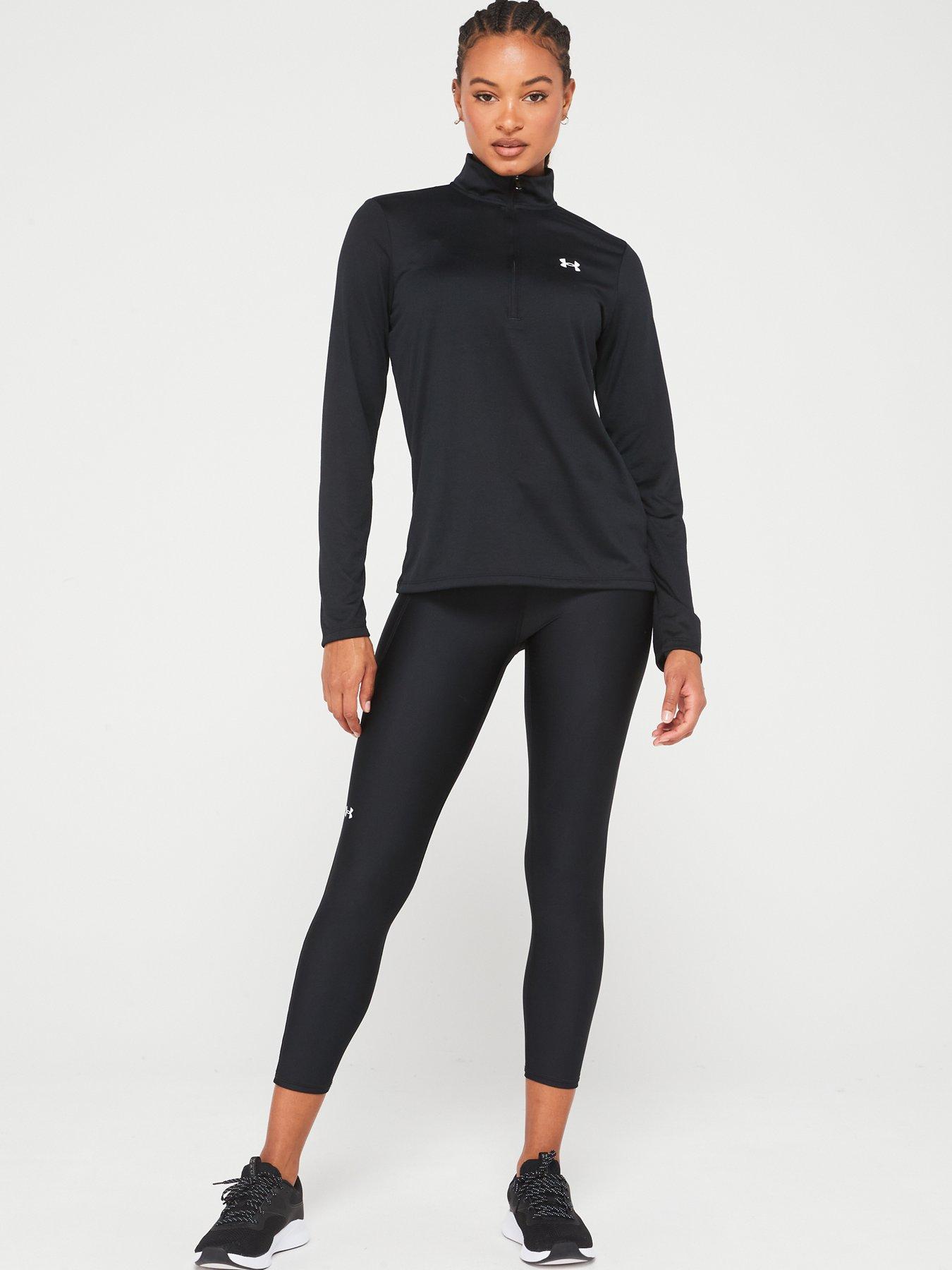  image of under-armour-womens-training-tech-12-zip-top-blackwhite