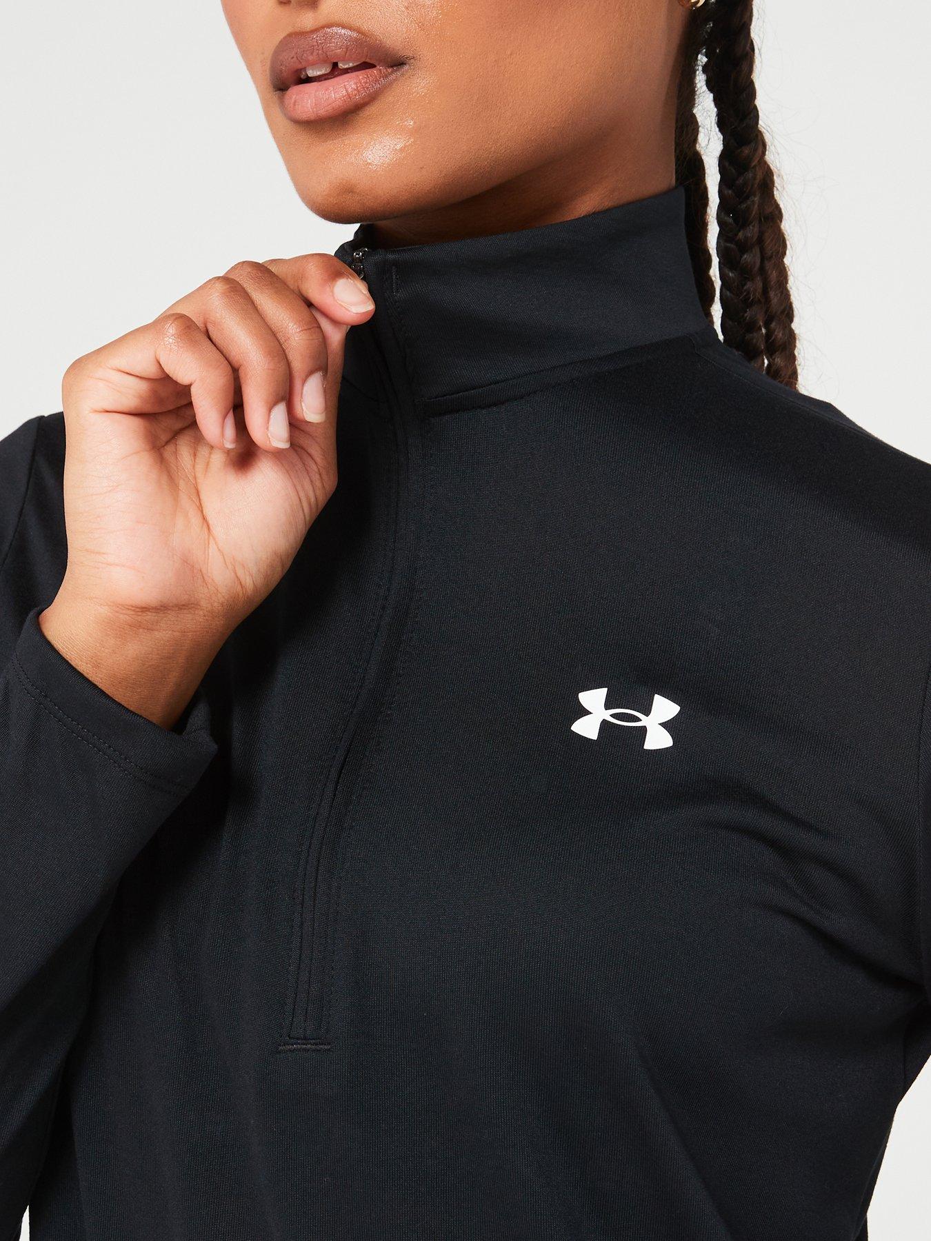  image of under-armour-womens-training-tech-12-zip-top-blackwhite