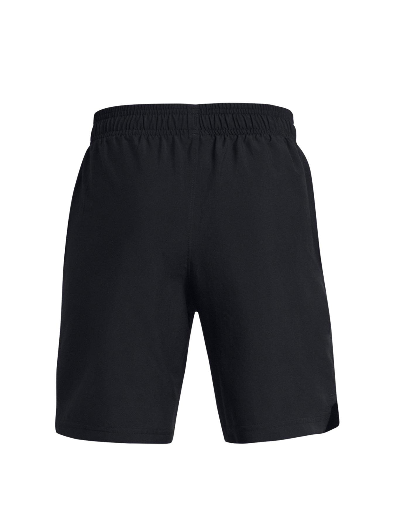  image of under-armour-junior-boys-woven-wordmark-shorts-blackwhite