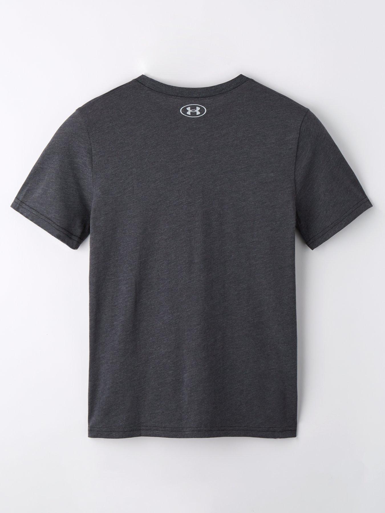 UNDER ARMOUR Junior Boys Logo Wordmark Short Sleeve T-Shirt - Grey/White