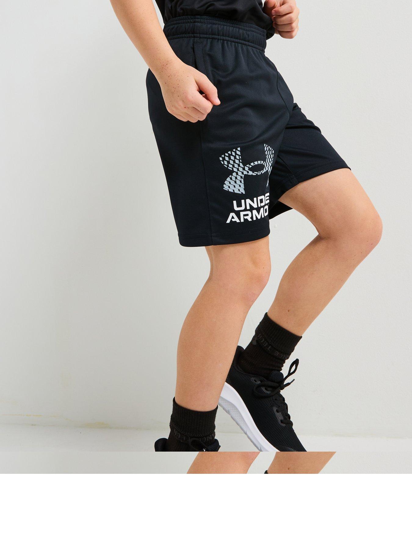 under-armour-junior-boys-tech-logo-shorts-blackgrey