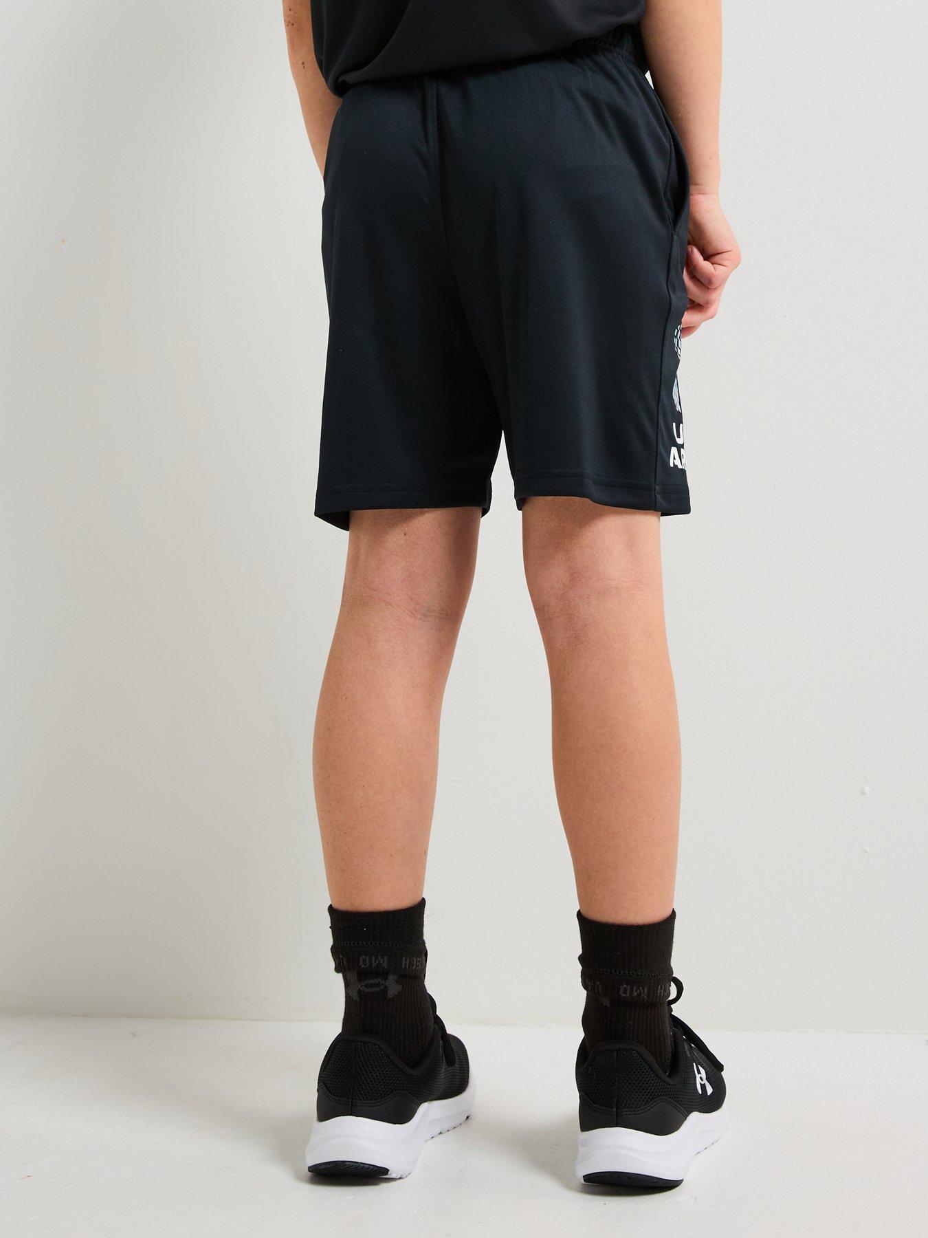  image of under-armour-junior-boys-tech-logo-shorts-blackgrey