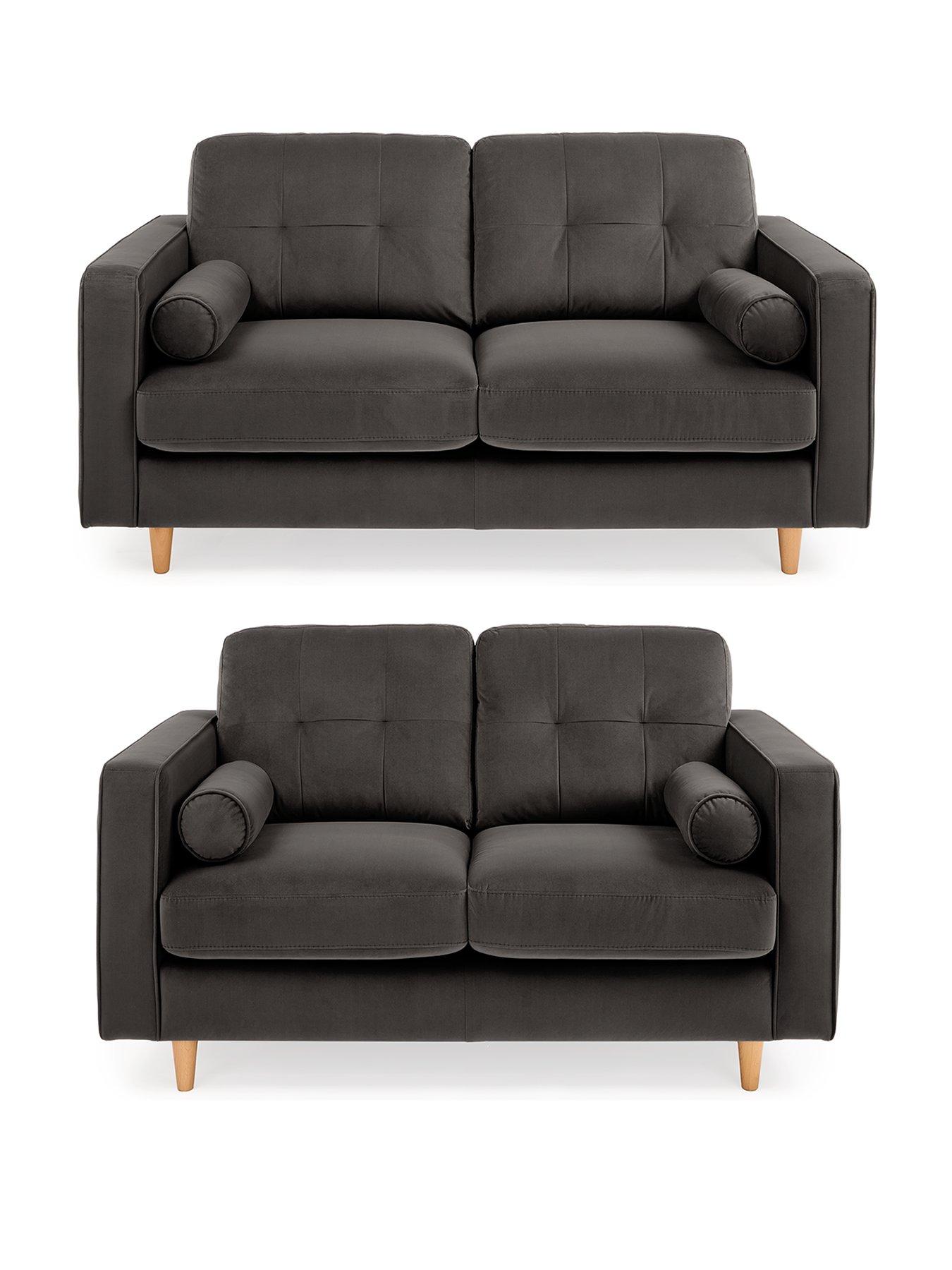 Very Home Heaton 3 + 2 Fabric Sofas (Buy & SAVE!) Dark Grey