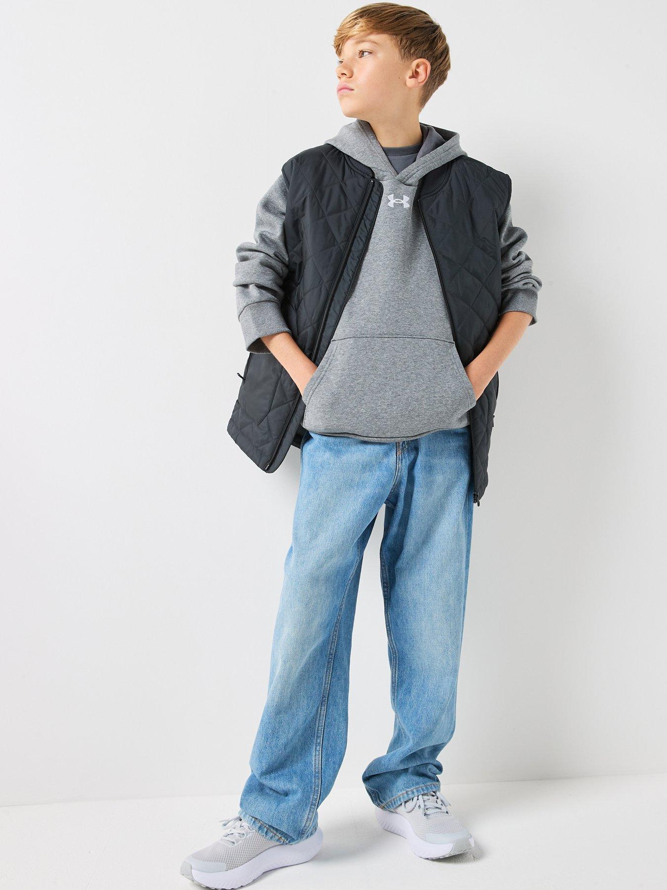 Image 3 of 6 of UNDER ARMOUR Junior Boys Rival Fleece Hoodie - Grey/White