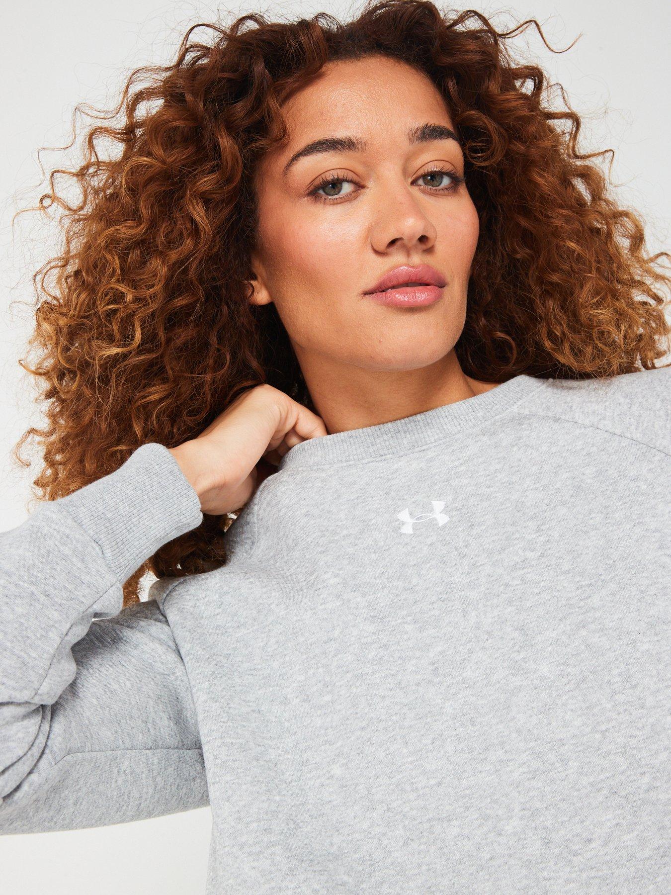  image of under-armour-womens-rival-fleece-crew-sweat-greywhite