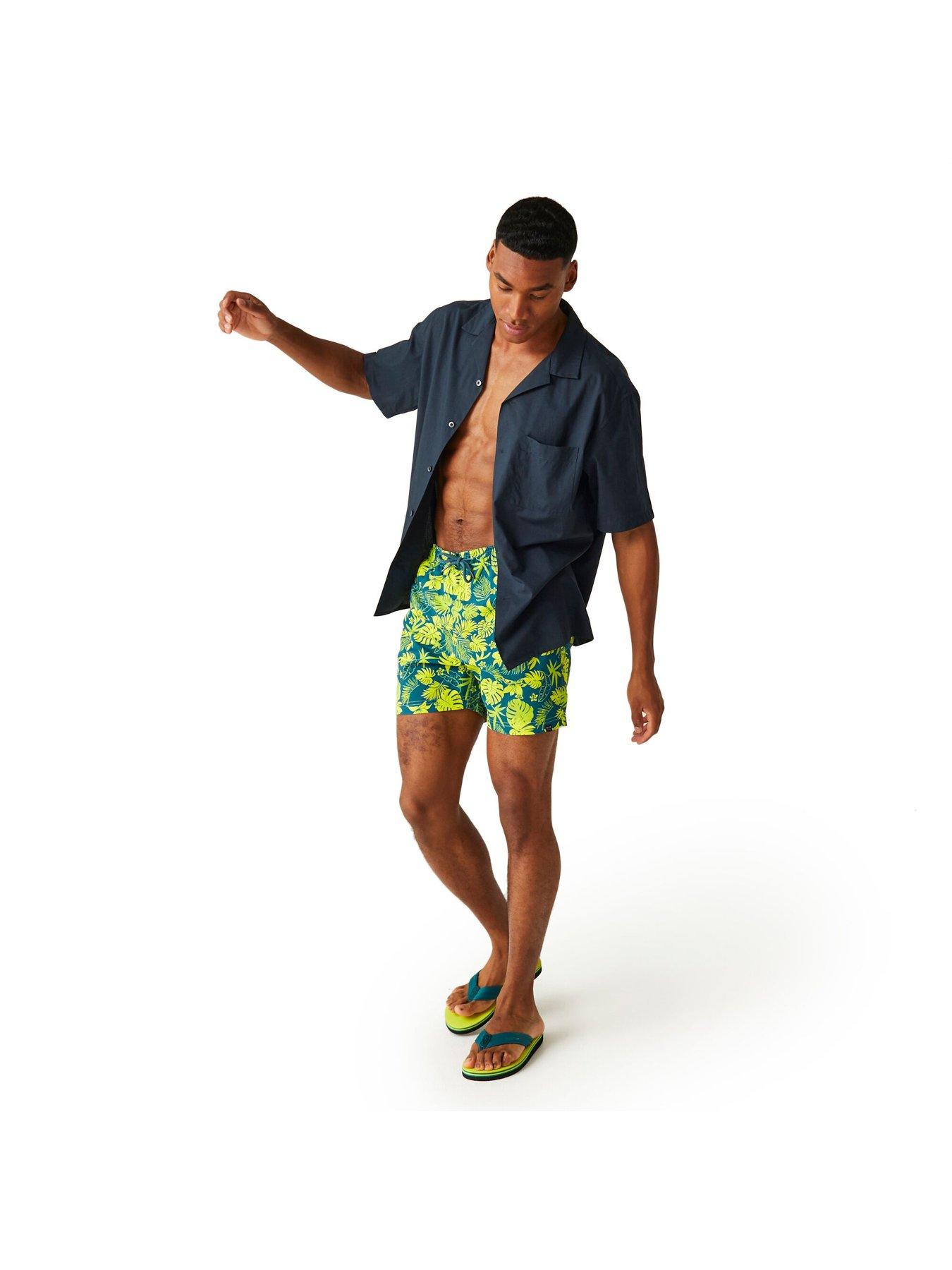  image of regatta-mens-loras-swim-short-blue-multi-print