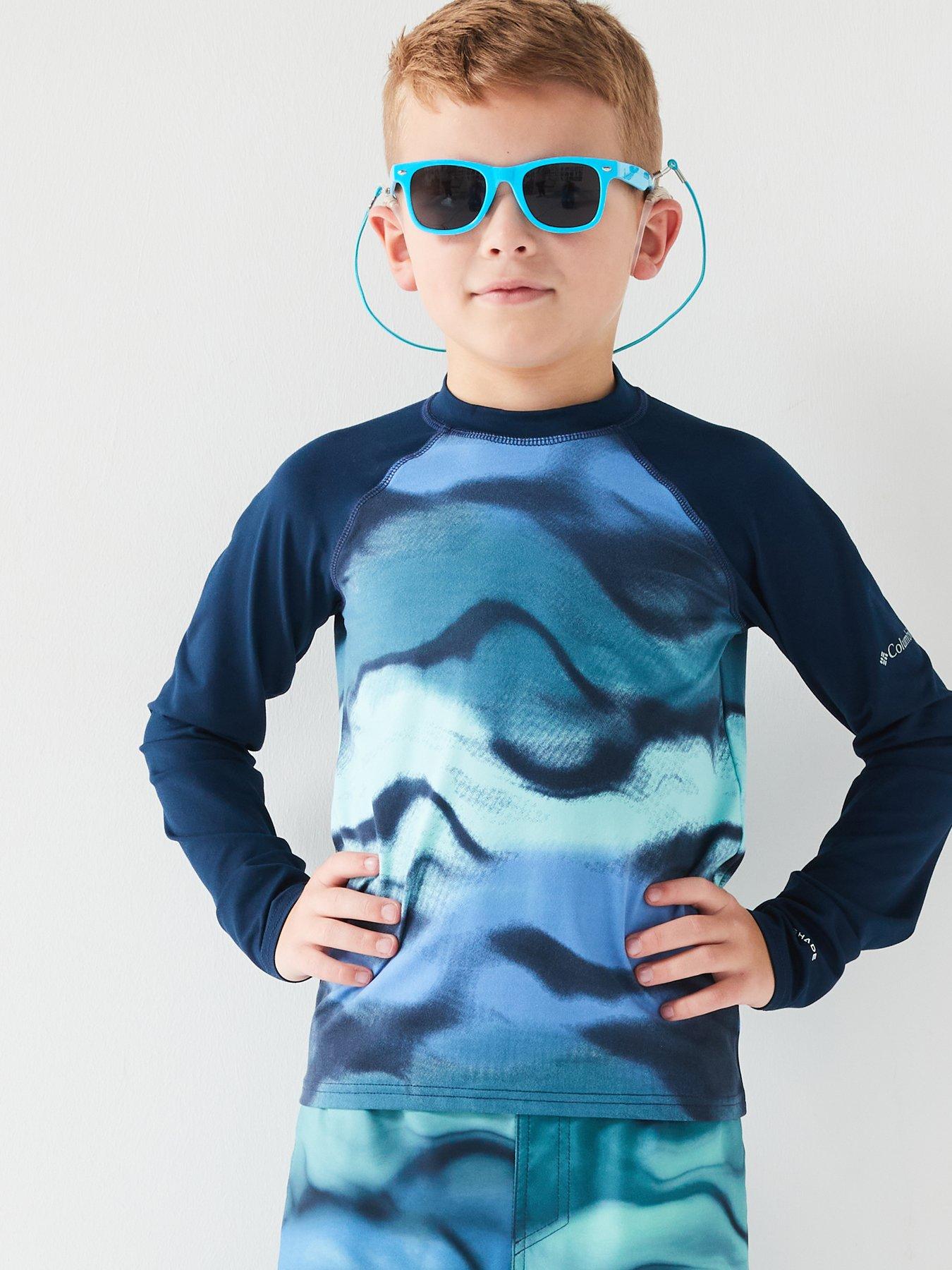 Image 1 of 6 of Columbia Youth Unisex Sandy Shores Printed Long Sleeve Sunguard - Blue Print