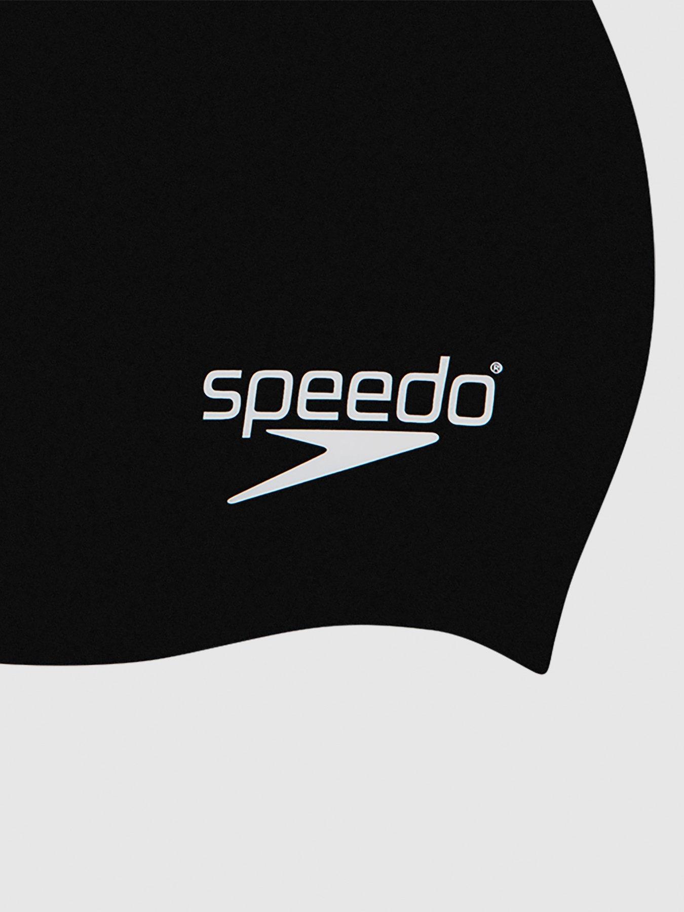  image of speedo-junior-unisex-plain-moulded-silicone-swimming-cap-black