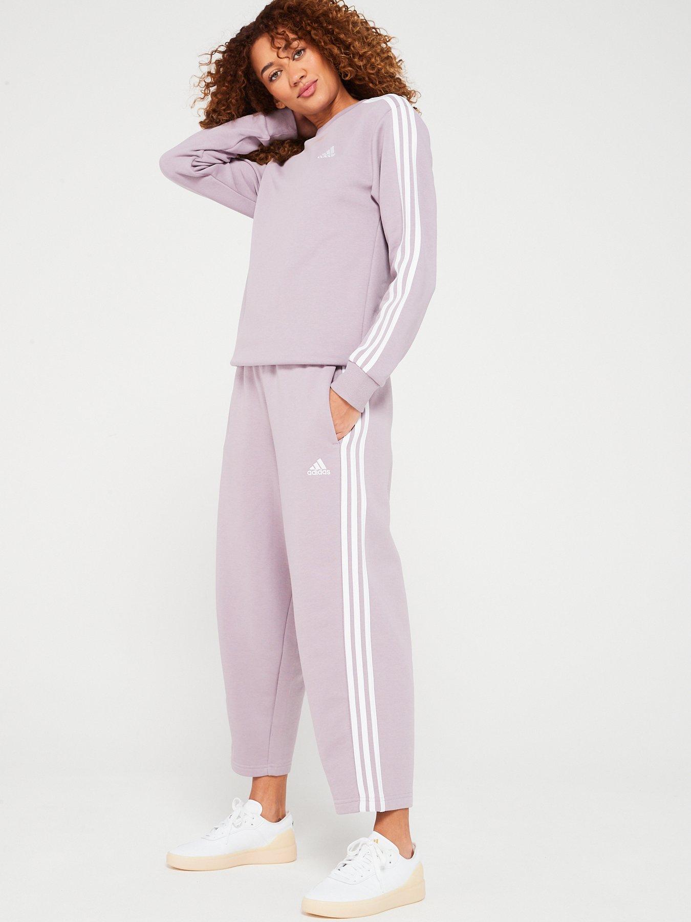 adidas Sportswear Womens 3 Stripe Open Hem Joggers Lilac littlewoods