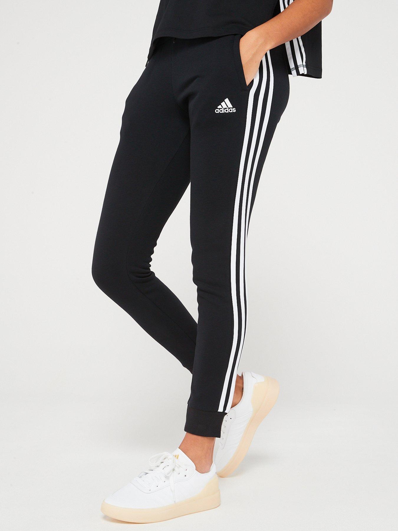 undefined Women's 3 Stripe Joggers - Black/White