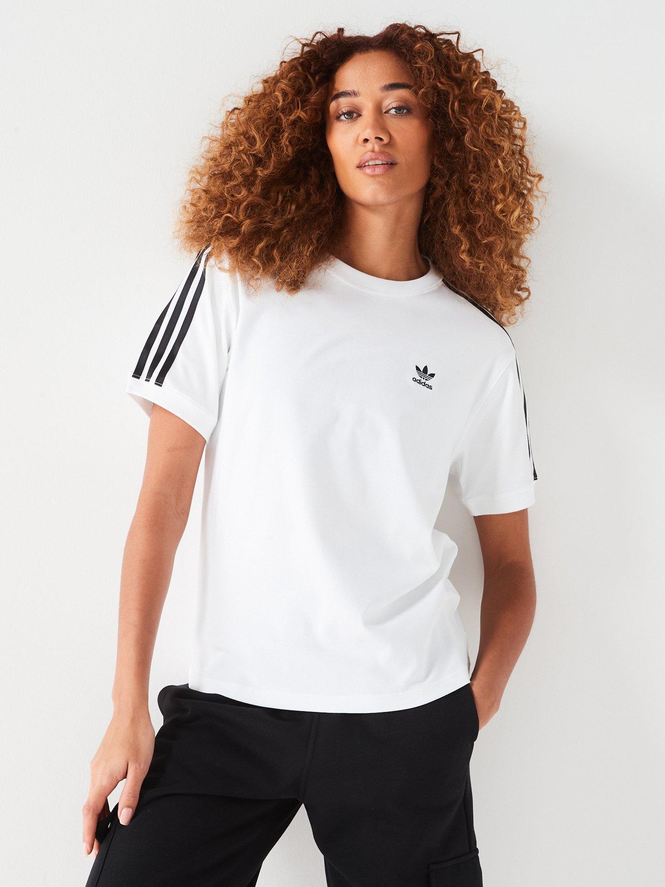 adidas Originals Womens 3 Stripe Tee White littlewoods