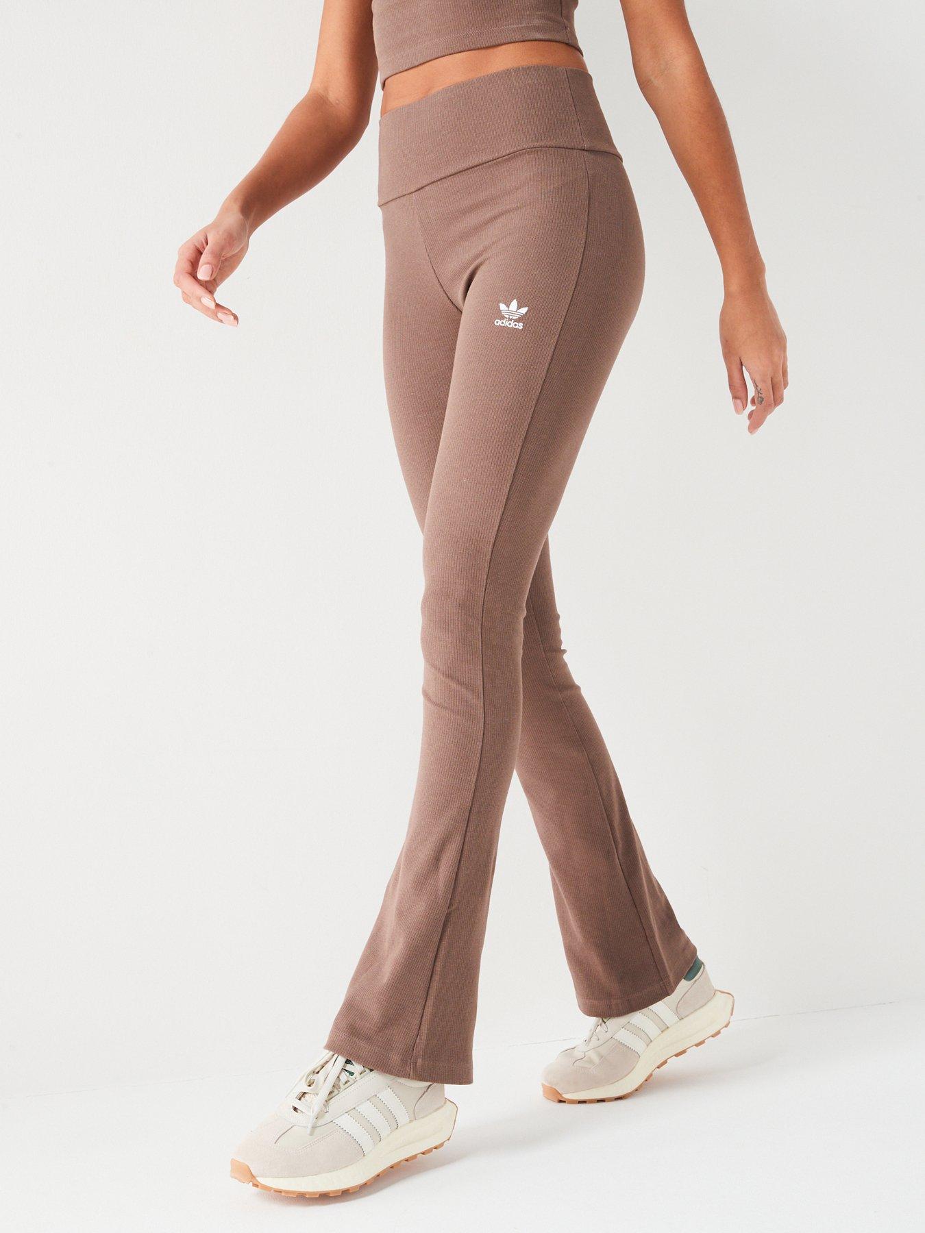 adidas Originals Womens Rib Flared Pant Brown littlewoods