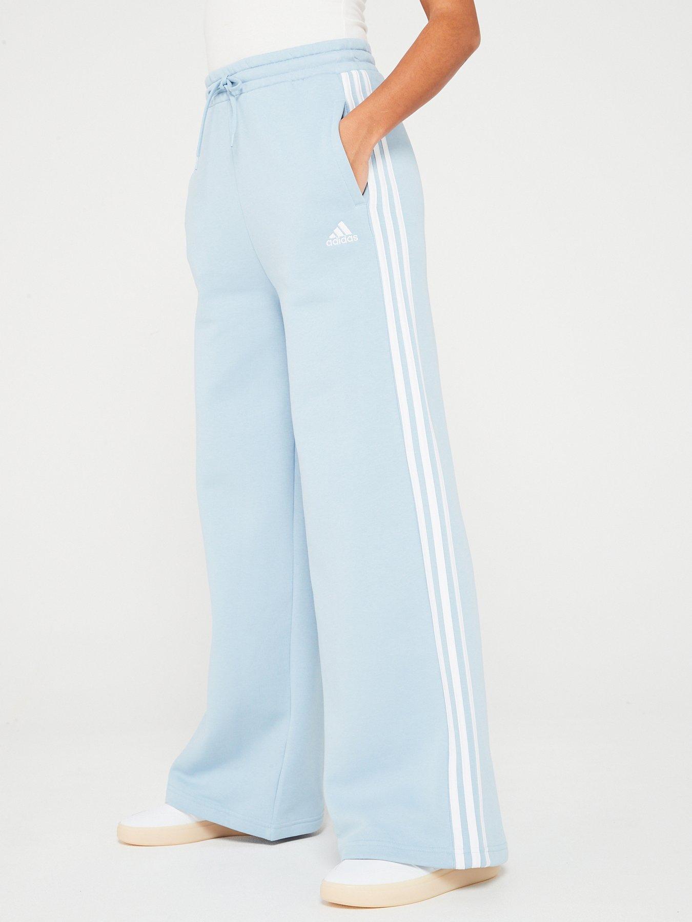 adidas Sportswear Womens 3 Stripe Wide Leg Pants Blue littlewoods