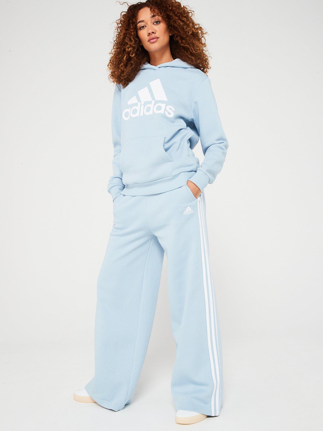 adidas Sportswear Womens 3 Stripe Wide Leg Pants - Blue