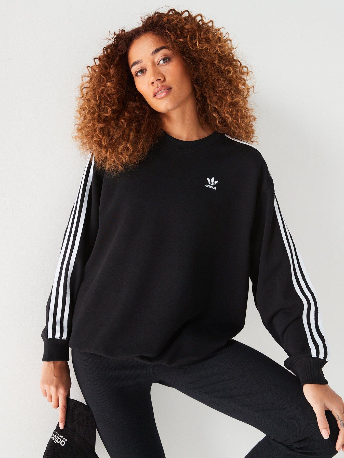 UNDER ARMOUR Womens Essential Fleece Oversized Crew Sweat - Black/White