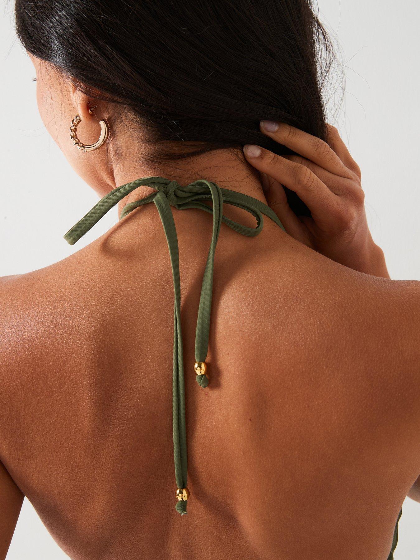 Image 5 of 6 of Everyday Twist Front Halter Tankini - Khaki