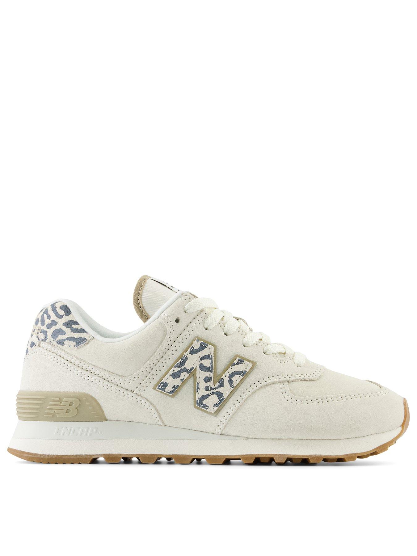 New Balance Womens 574 Trainers - White Animal