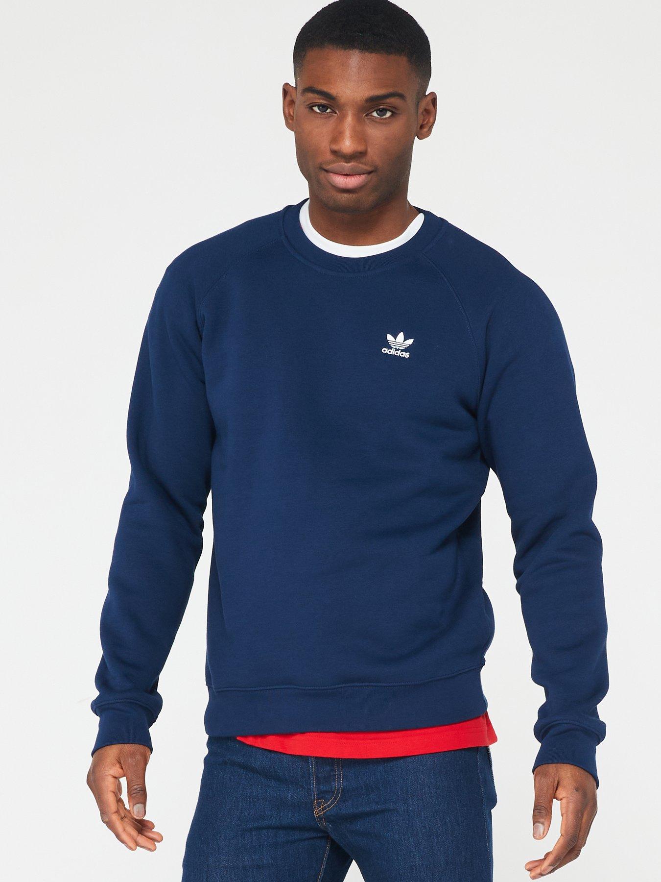 adidas Originals Men s Essential Trefoil Crew Sweat Navy littlewoods