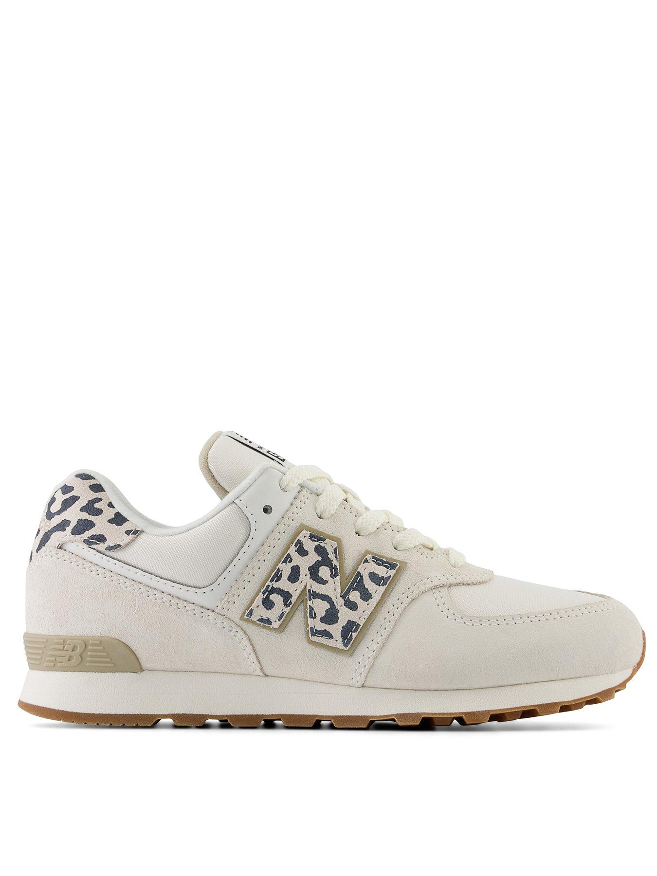  image of new-balance-junior-girls-574-trainers-whiteanimal