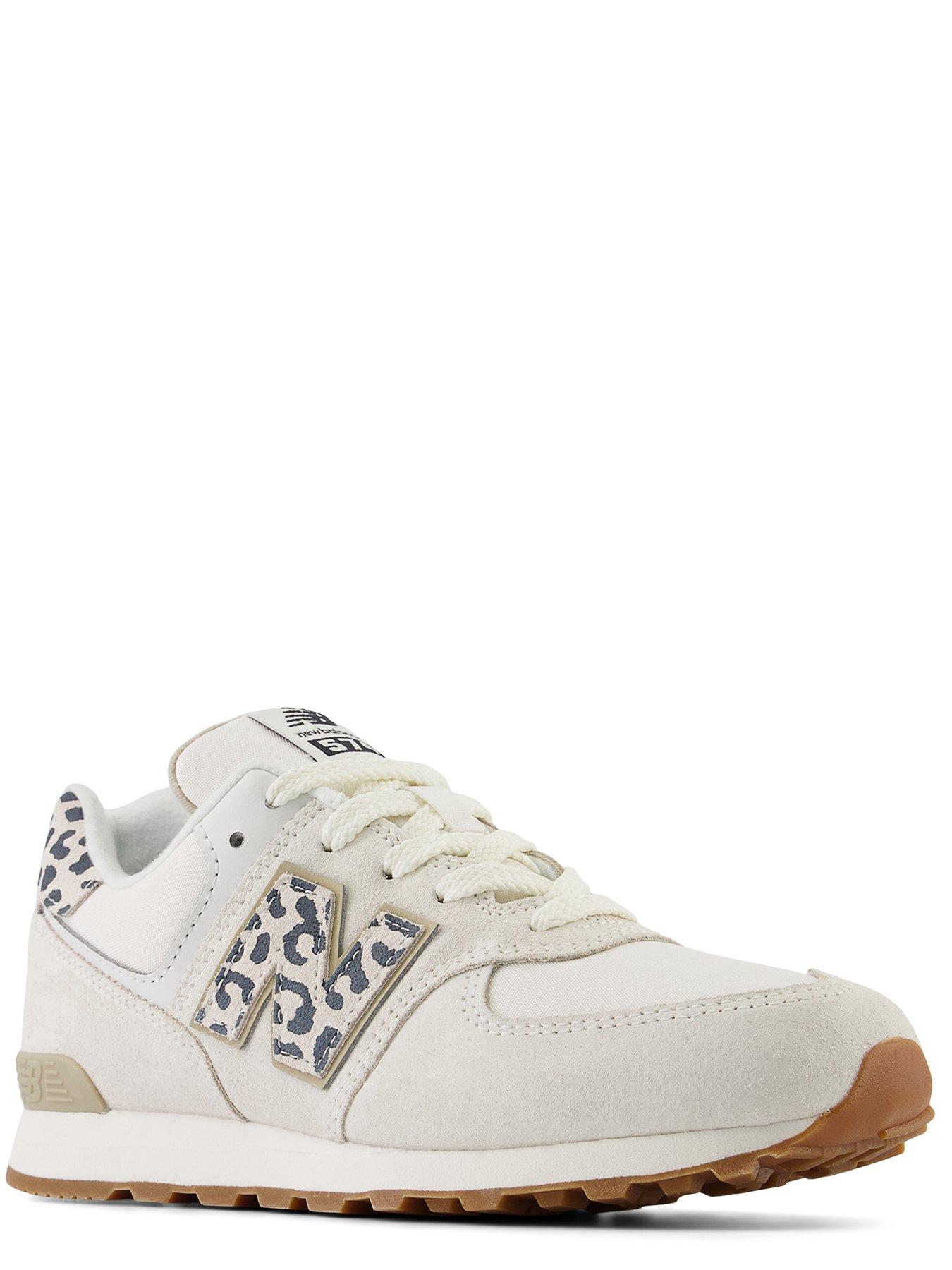  image of new-balance-junior-girls-574-trainers-whiteanimal
