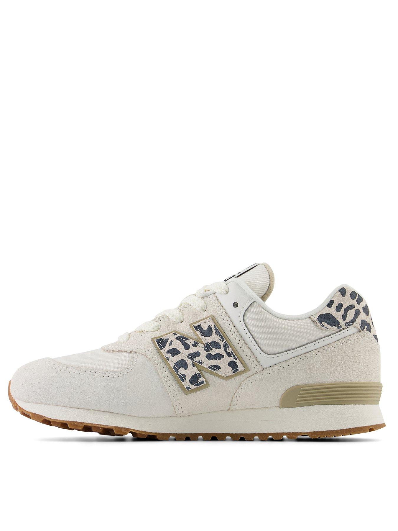  image of new-balance-junior-girls-574-trainers-whiteanimal