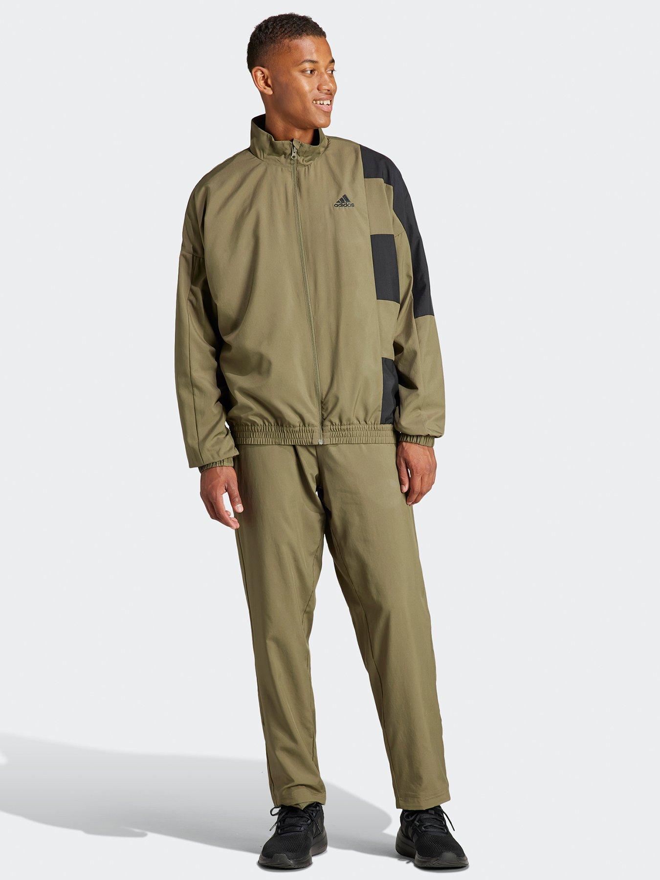 Mens olive green store adidas tracksuit