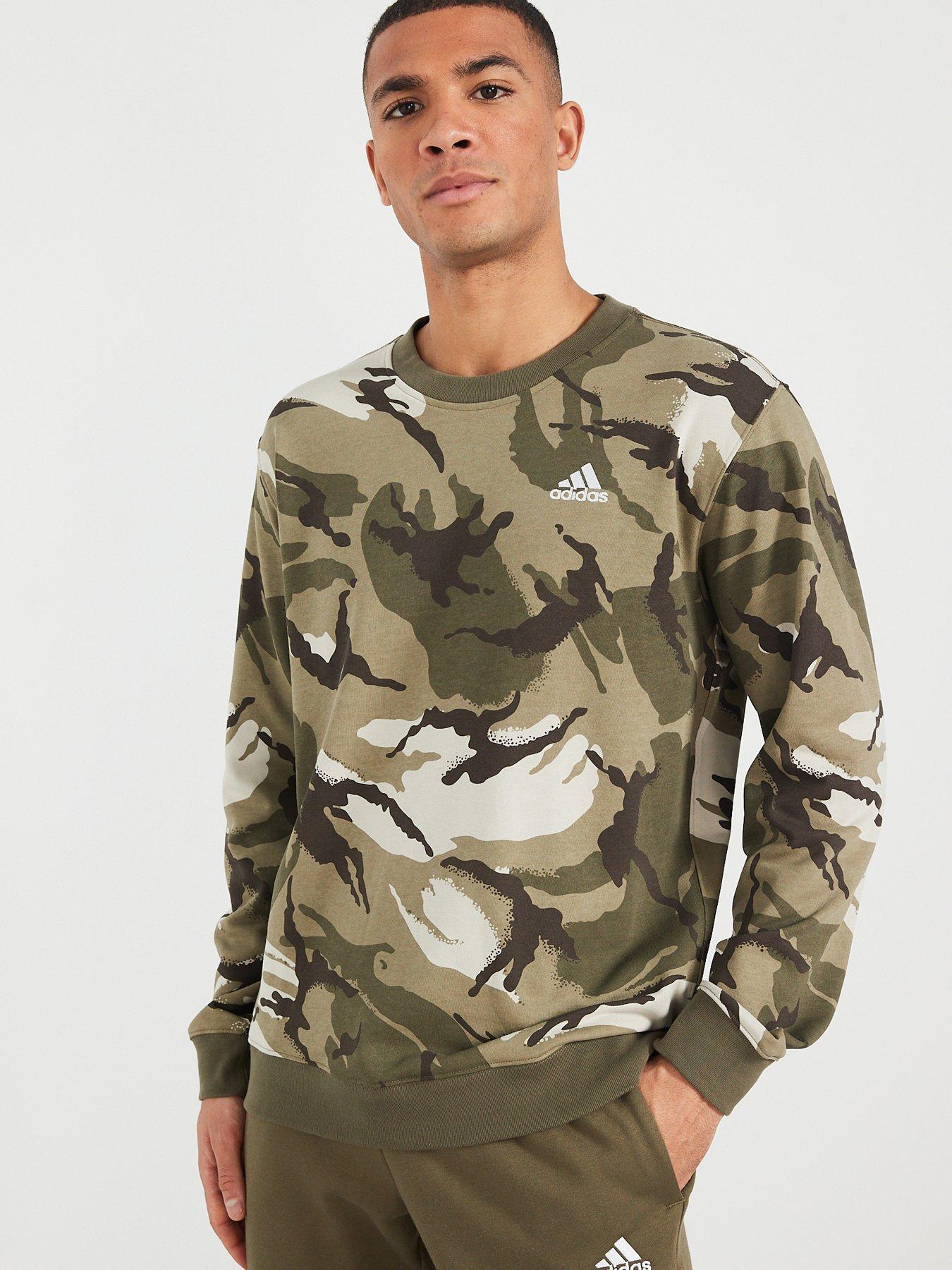 adidas Sportswear Mens Camo Crew Sweatshirt Khaki littlewoods