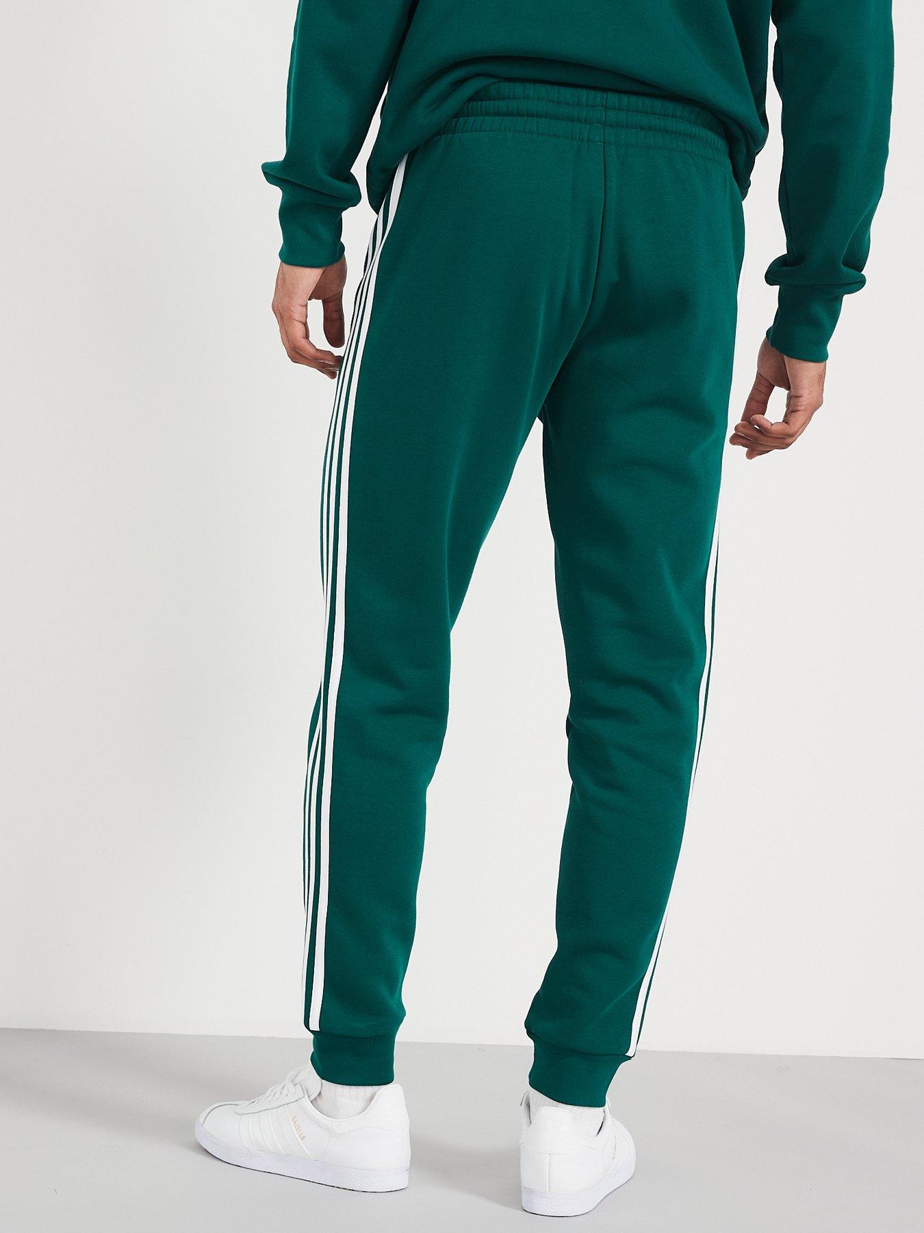 adidas Sportswear Mens Essentials 3 Stripe Joggers Green littlewoods