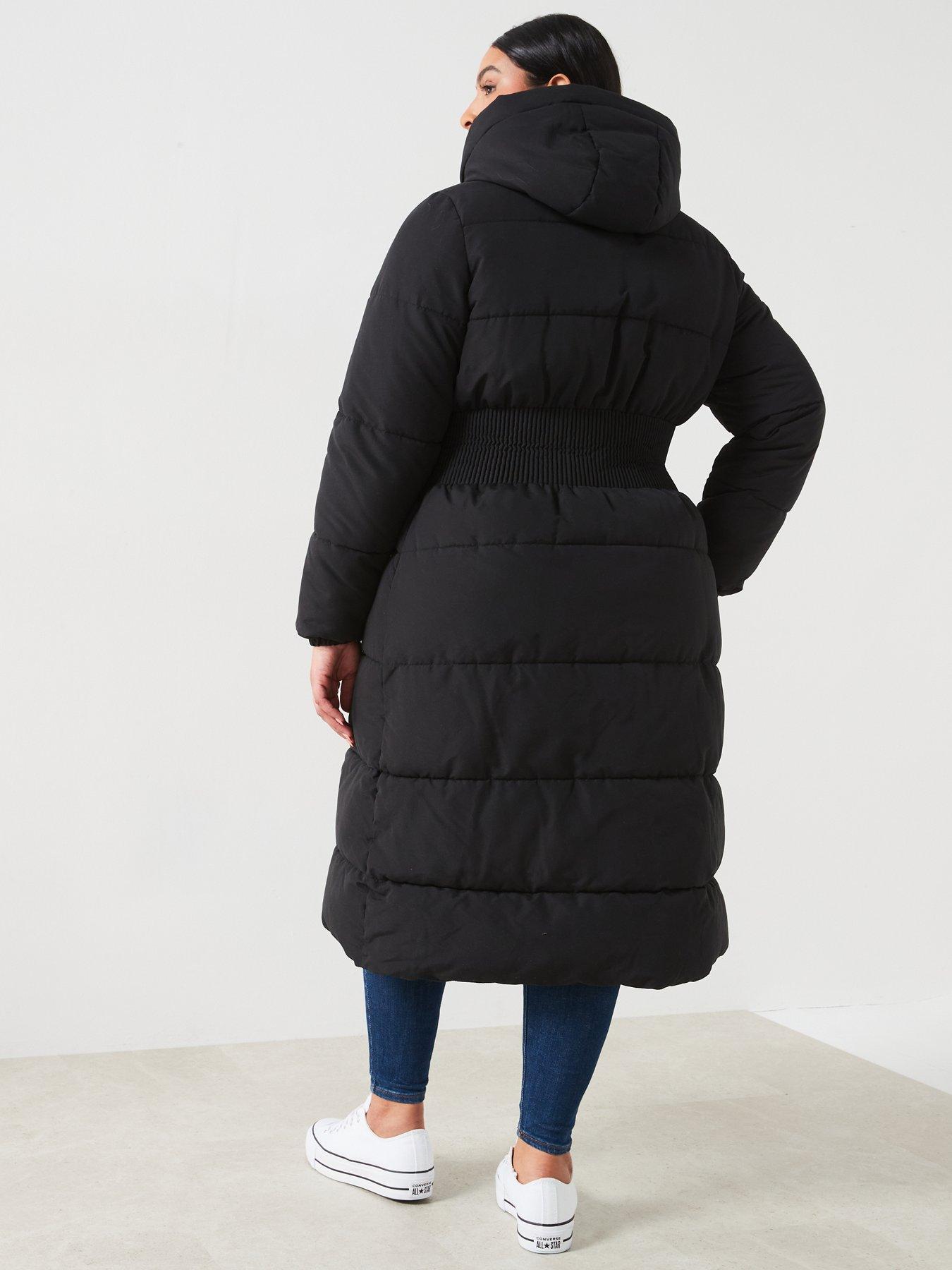 Cinched waist puffer coat on sale