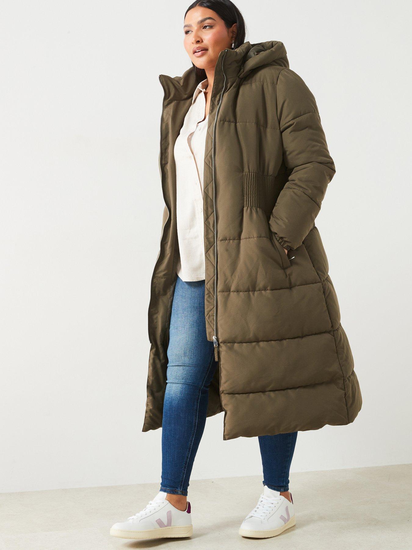 V by Very Curve Hooded Cinched Waist Puffer Coat littlewoods